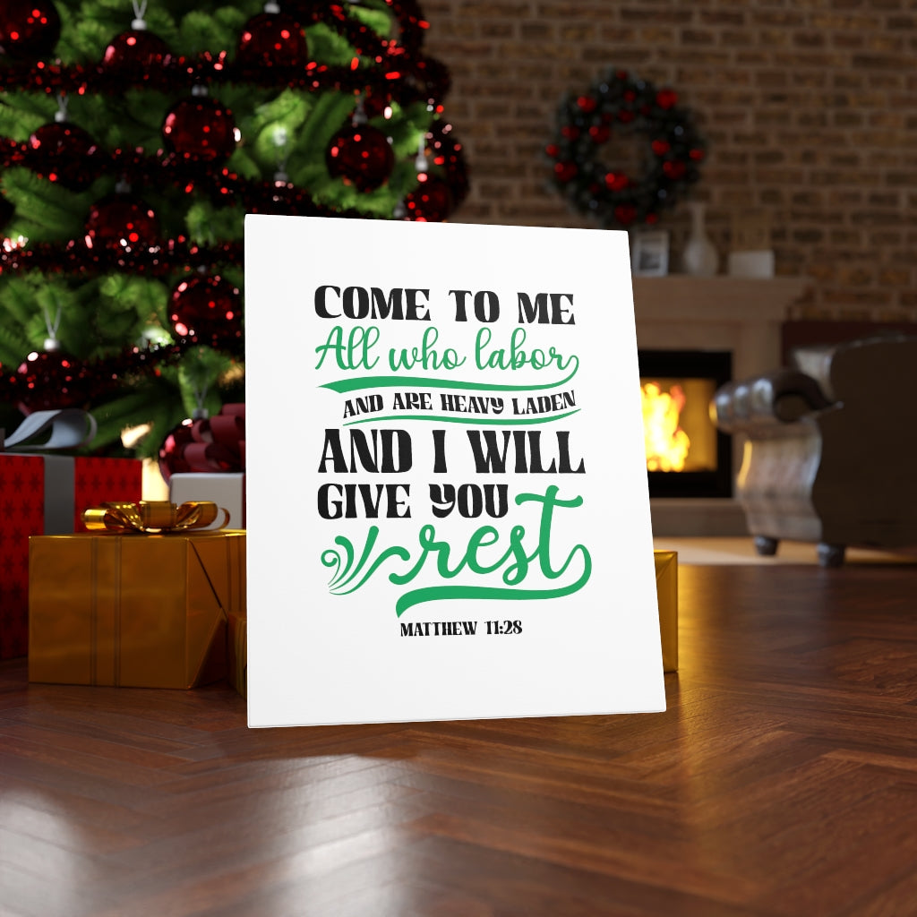 Scripture Walls Will Give You Rest Matthew 11:28 Bible Verse Canvas Christian Wall Art Ready to Hang Unframed-Express Your Love Gifts