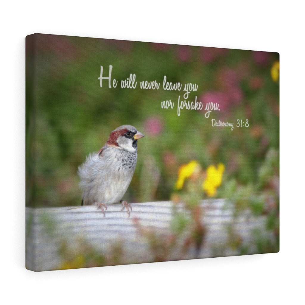 Scripture Walls Will Never Leave You Deuteronomy 31:8 Bible Verse Canvas Christian Wall Art Ready to Hang Unframed-Express Your Love Gifts