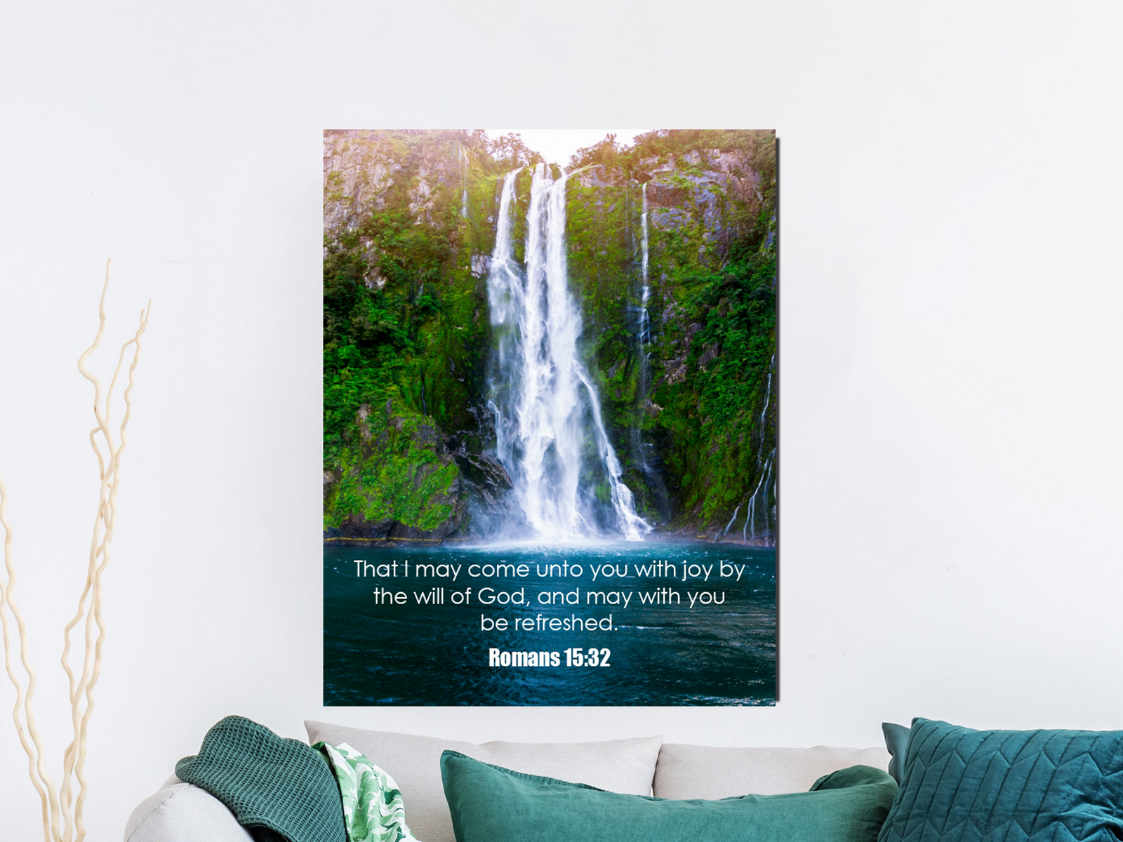 Scripture Walls Will of God Romans 15:32 Bible Verse Canvas Christian Wall Art Ready to Hang Unframed-Express Your Love Gifts