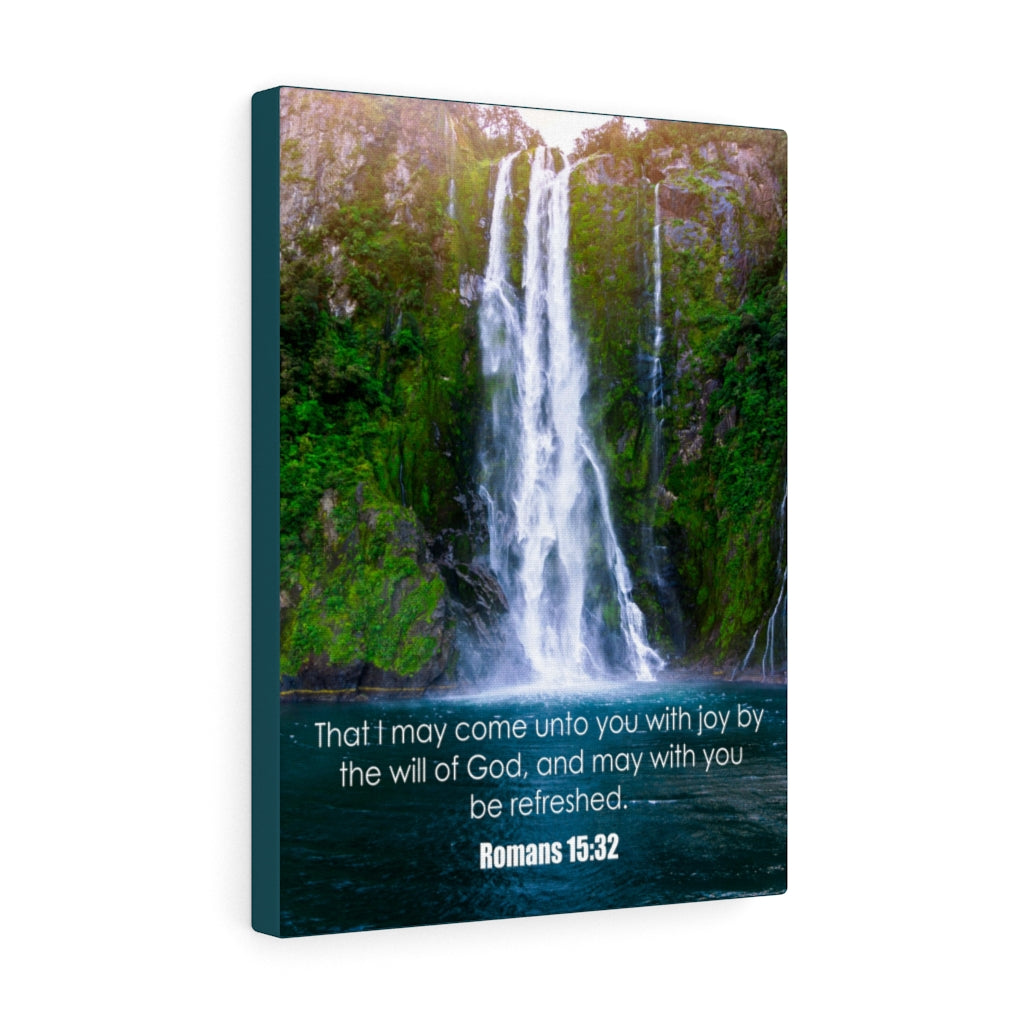 Scripture Walls Will of God Romans 15:32 Bible Verse Canvas Christian Wall Art Ready to Hang Unframed-Express Your Love Gifts