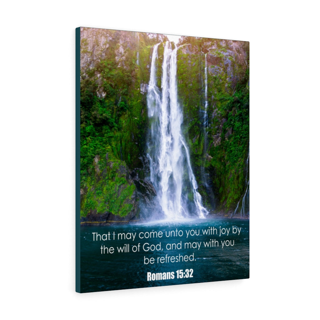 Scripture Walls Will of God Romans 15:32 Bible Verse Canvas Christian Wall Art Ready to Hang Unframed-Express Your Love Gifts