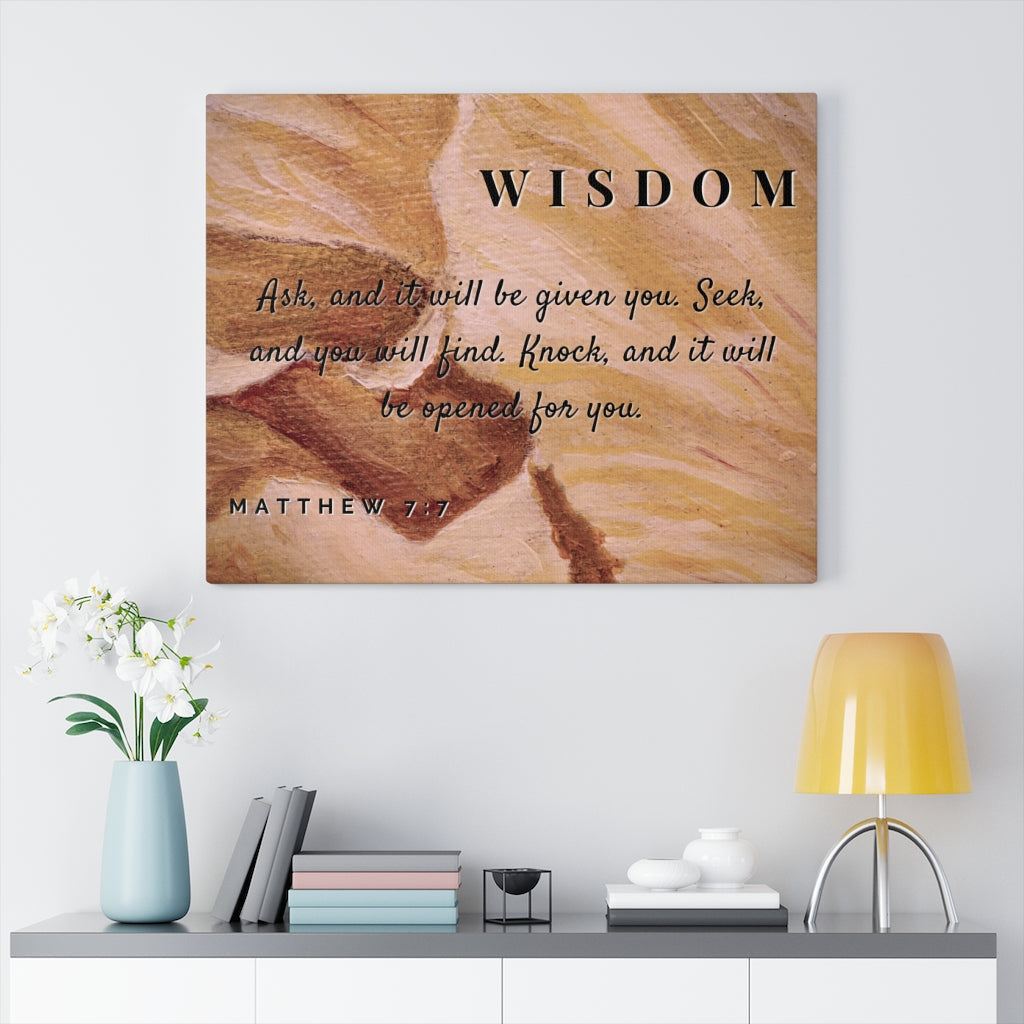 Scripture Walls Wisdom Matthew 7:7 Bible Verse Canvas Christian Wall Art Ready to Hang Unframed-Express Your Love Gifts