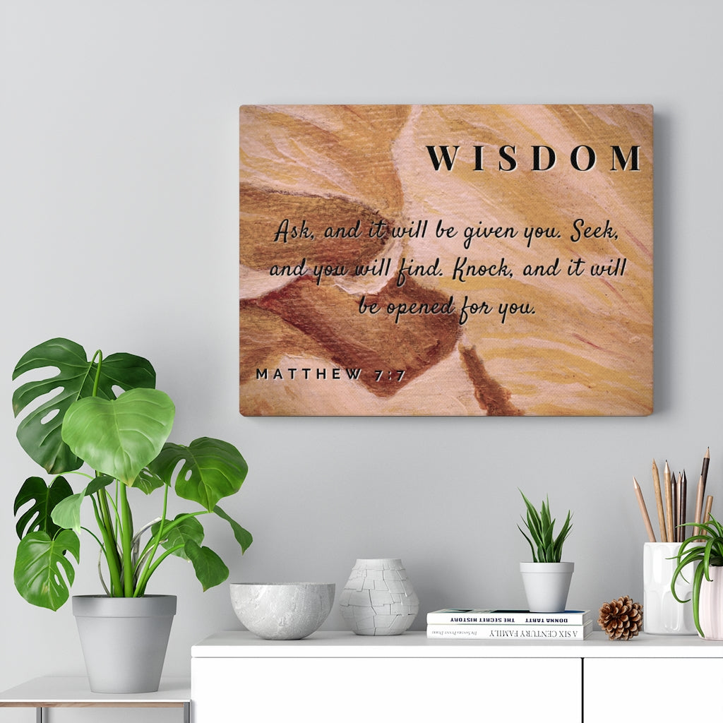 Scripture Walls Wisdom Matthew 7:7 Bible Verse Canvas Christian Wall Art Ready to Hang Unframed-Express Your Love Gifts