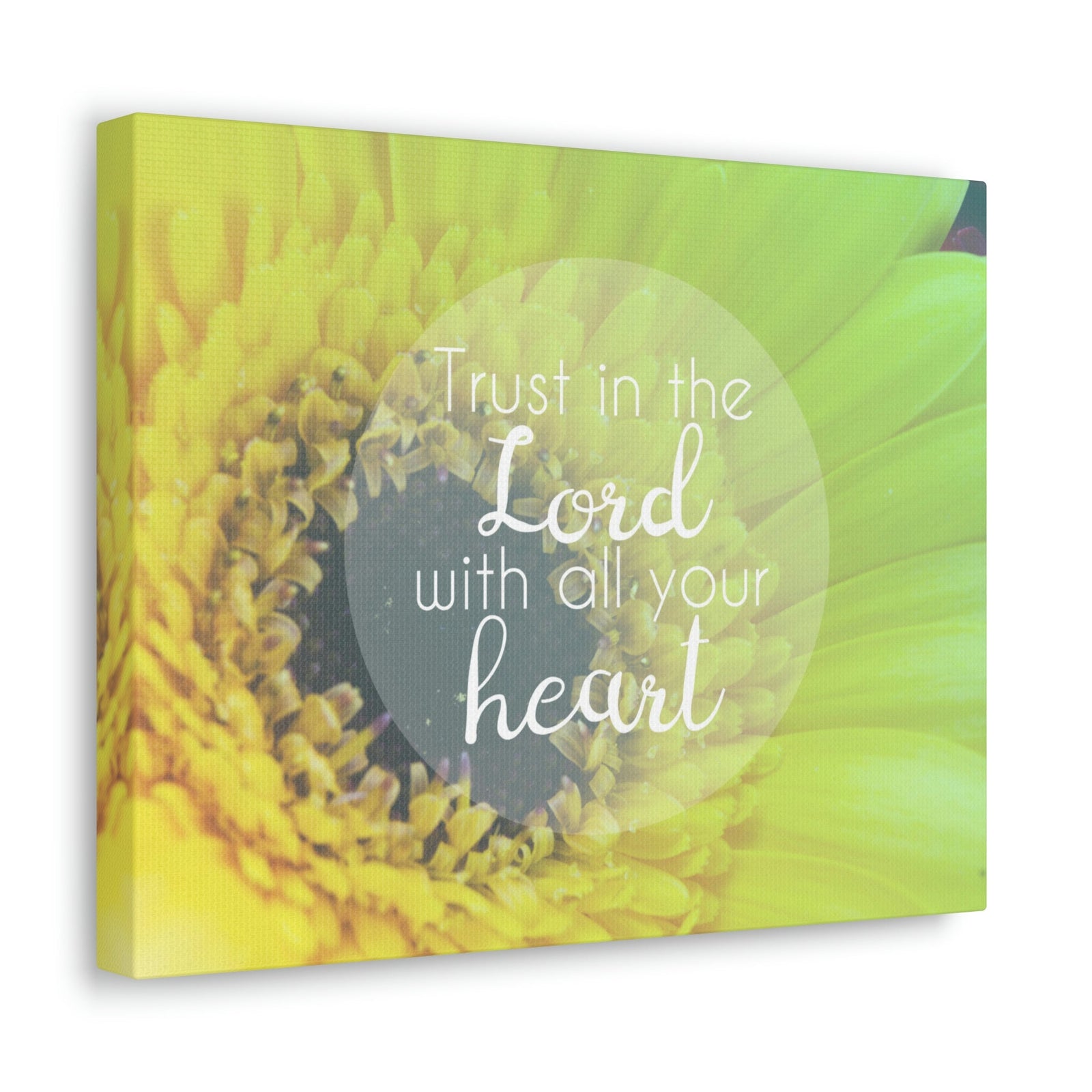 Scripture Walls With All Your Heart Proverbs 3:5 Lime Flower Christian Wall Art Bible Verse Print Ready to Hang Unframed-Express Your Love Gifts