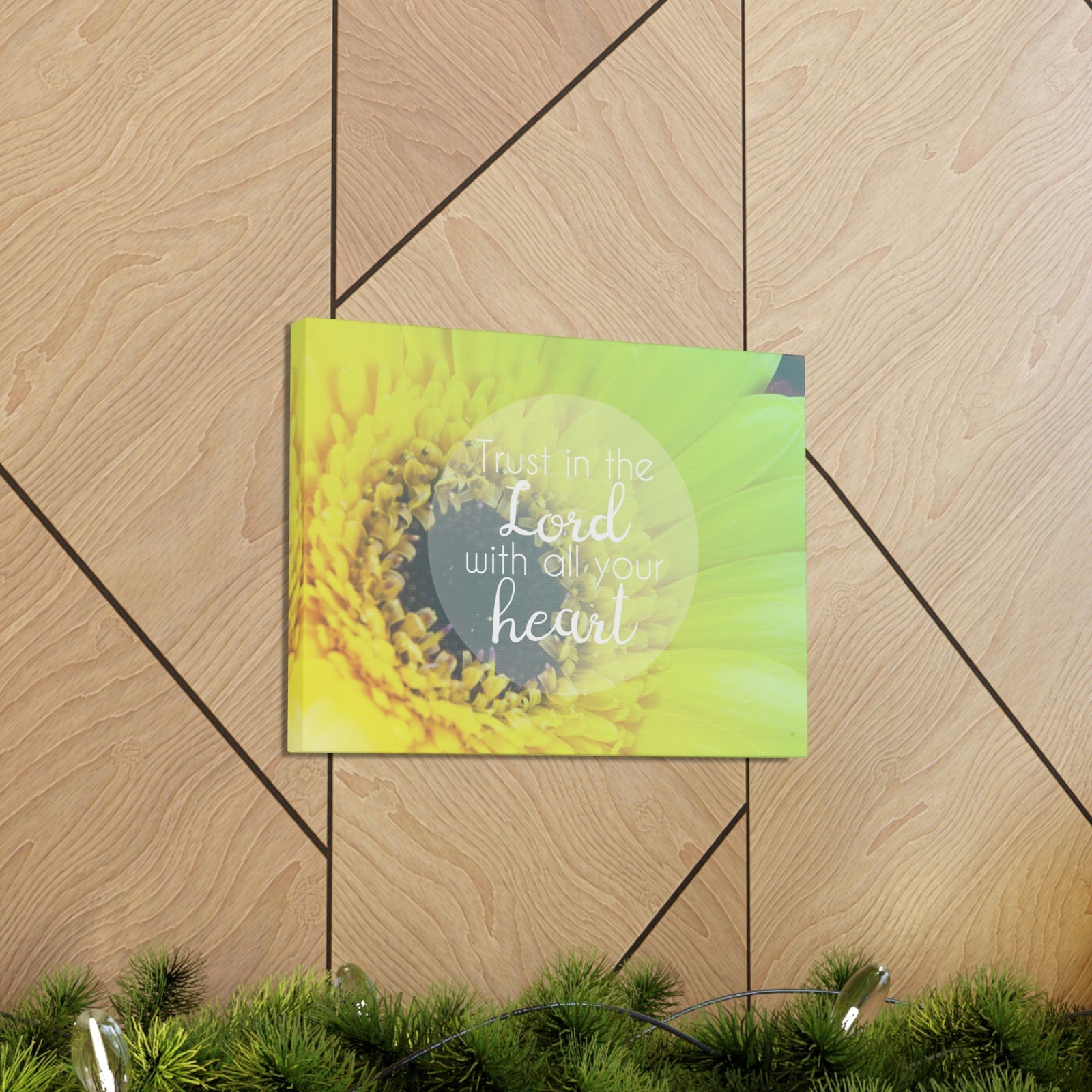 Scripture Walls With All Your Heart Proverbs 3:5 Lime Flower Christian Wall Art Bible Verse Print Ready to Hang Unframed-Express Your Love Gifts