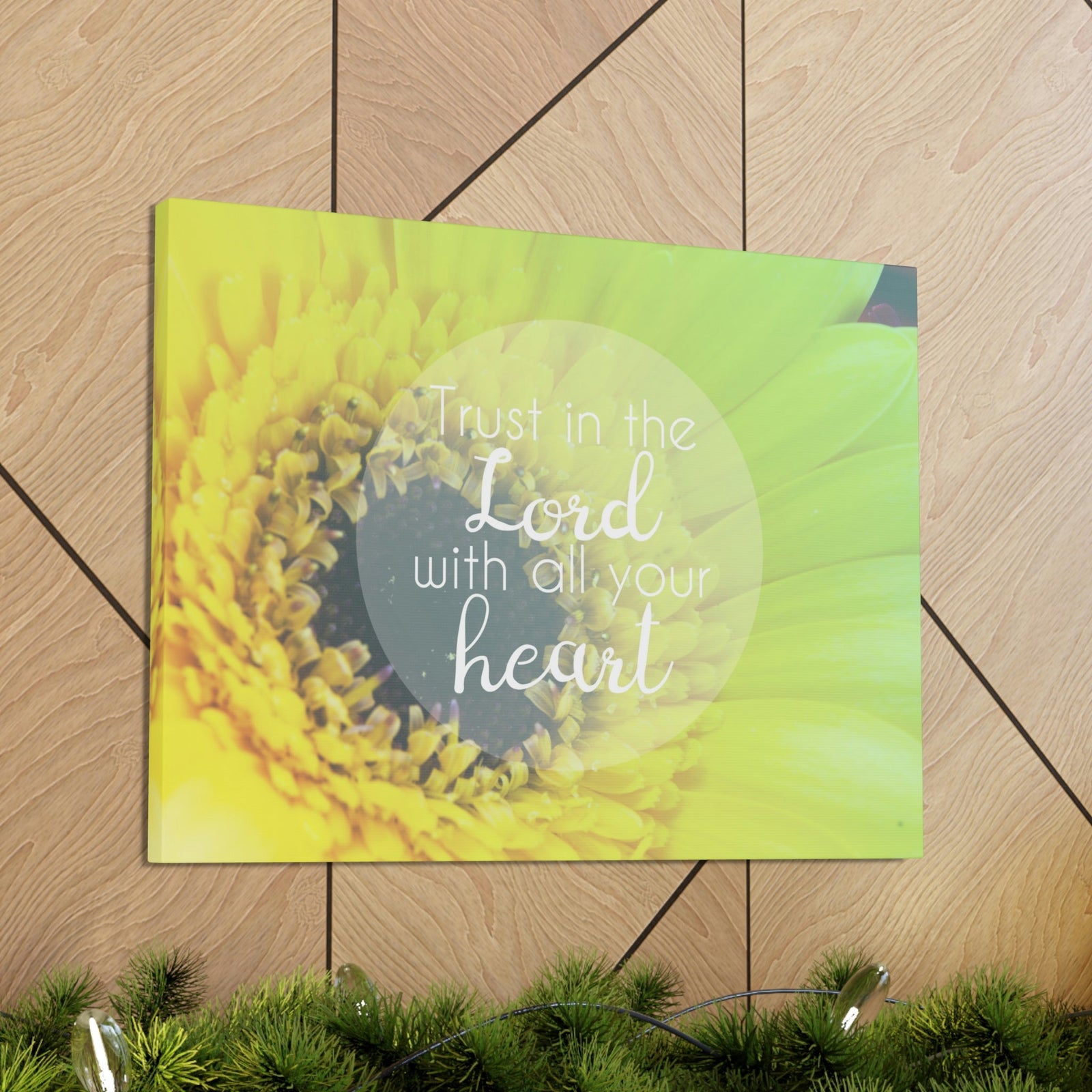 Scripture Walls With All Your Heart Proverbs 3:5 Lime Flower Christian Wall Art Bible Verse Print Ready to Hang Unframed-Express Your Love Gifts