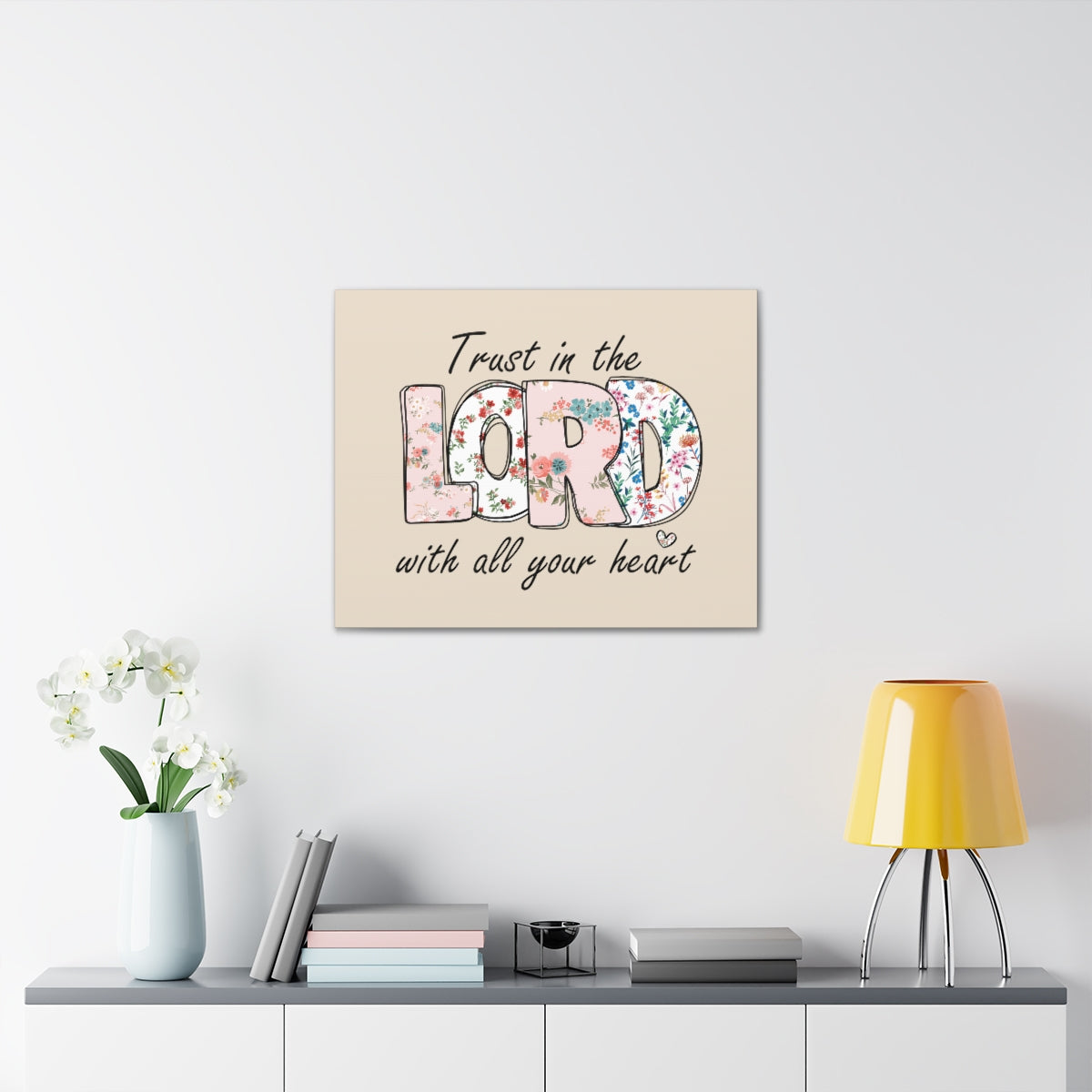 Scripture Walls With All Your Heart Trello Mark 9:23 Bible Verse Canvas Christian Wall Art Ready to Hang Unframed-Express Your Love Gifts