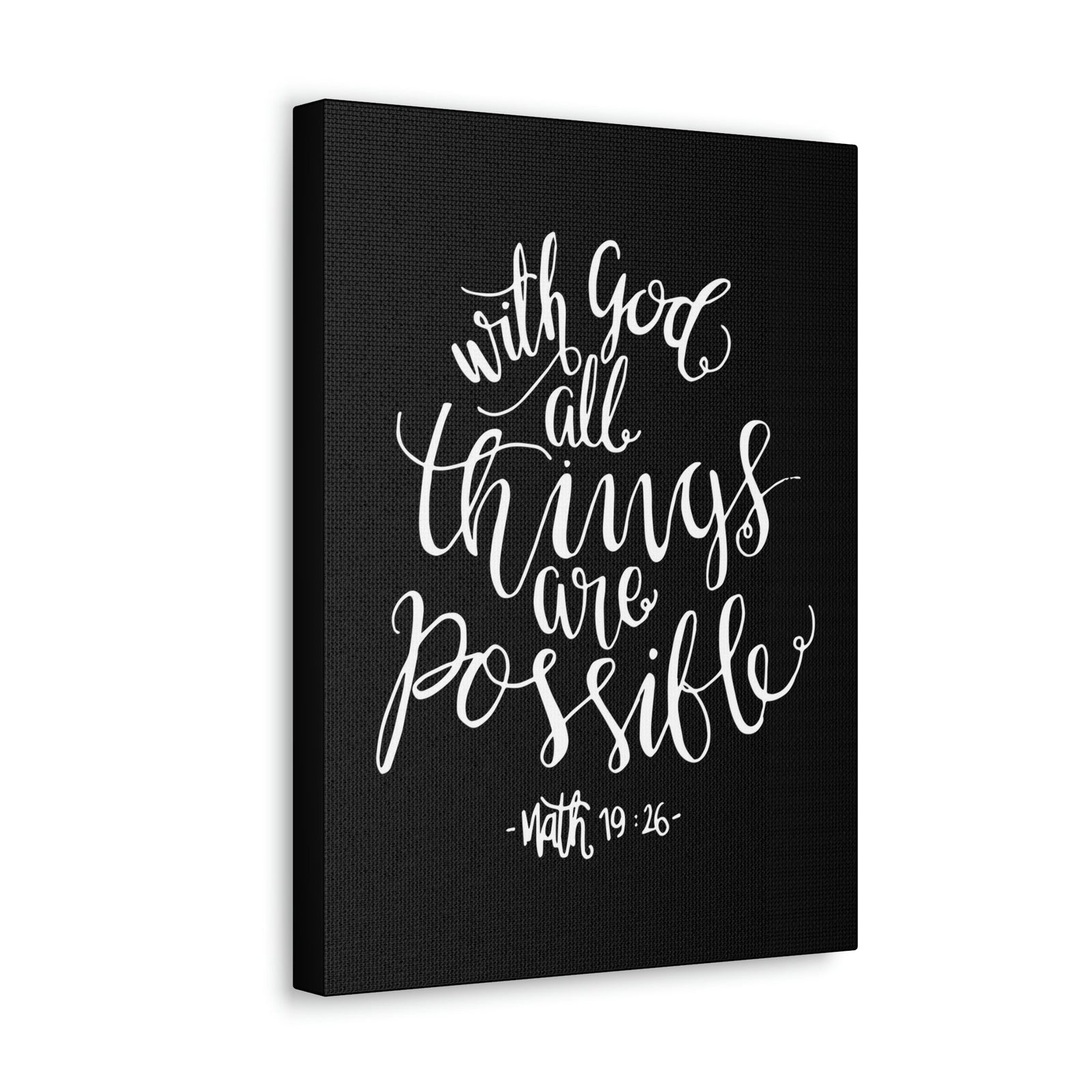 Scripture Walls With God All Things Are Possible Matthew 19:26 White Cursive Christian Wall Art Bible Verse Print Ready To Hang Unframed-Express Your Love Gifts