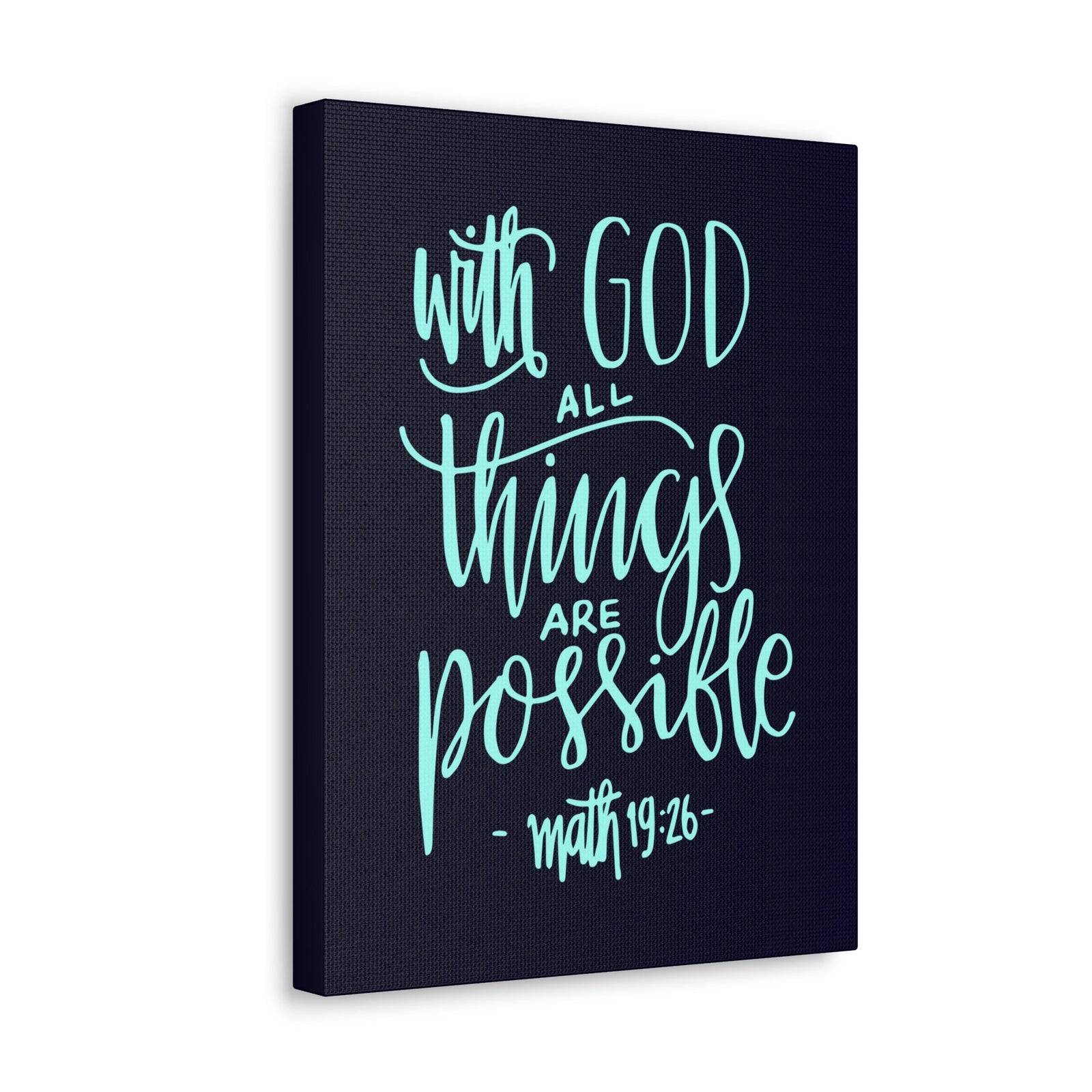 Scripture Walls With God All Things Matthew 19:26 Blue Cursive Christian Wall Art Bible Verse Print Ready To Hang Unframed-Express Your Love Gifts