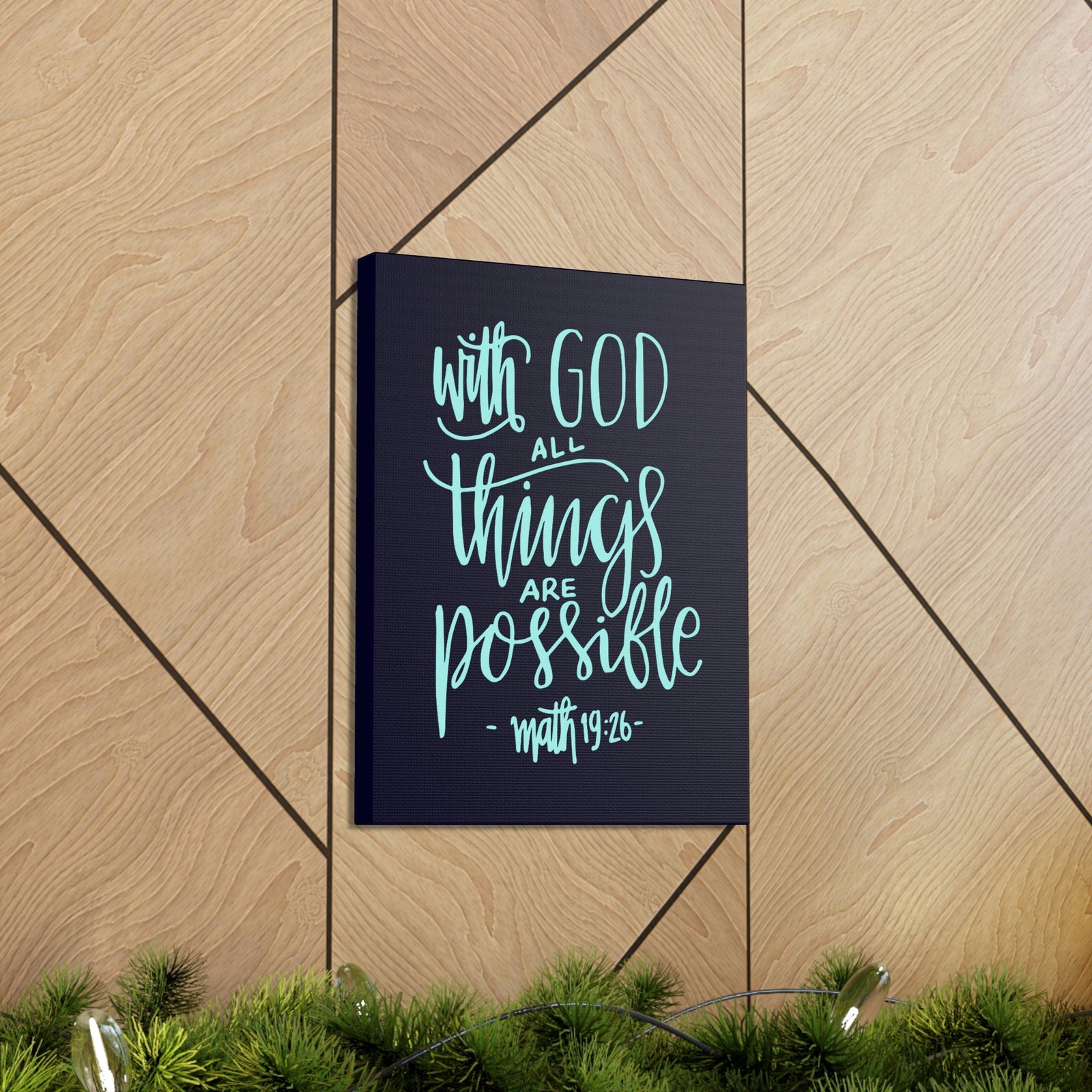 Scripture Walls With God All Things Matthew 19:26 Blue Cursive Christian Wall Art Bible Verse Print Ready To Hang Unframed-Express Your Love Gifts