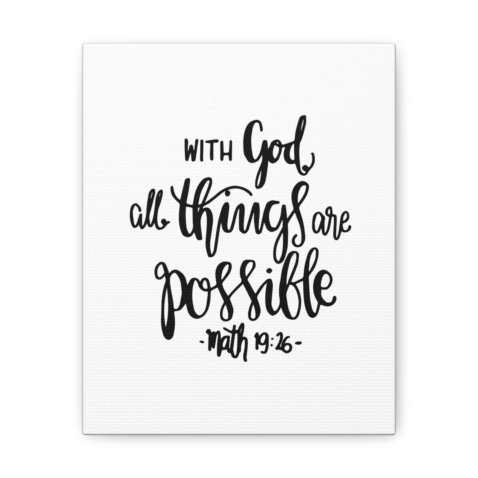 Scripture Walls With God All Things Matthew 19:26 Cursive Christian Wall Art Bible Verse Print Ready To Hang Unframed-Express Your Love Gifts