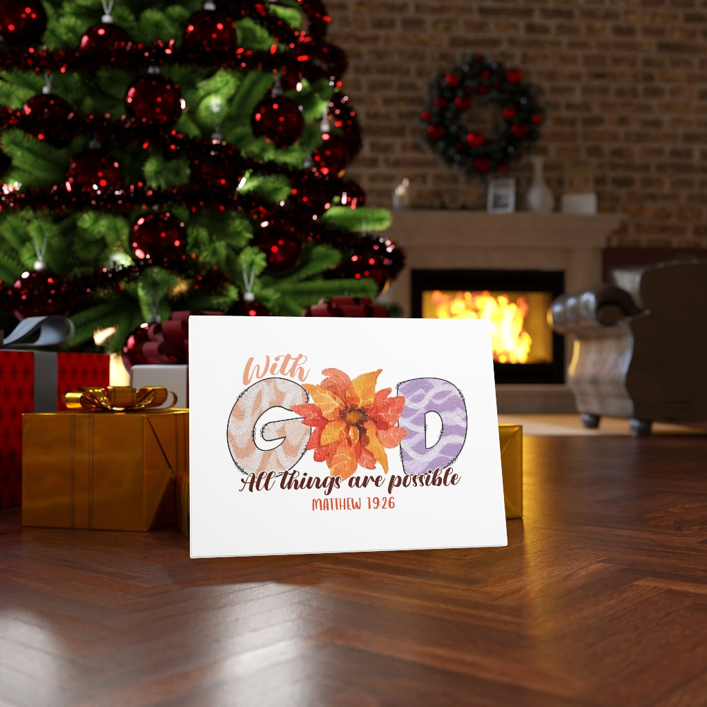 Scripture Walls With God Flowers Bible Verse Canvas Christian Wall Art Ready to Hang Unframed-Express Your Love Gifts