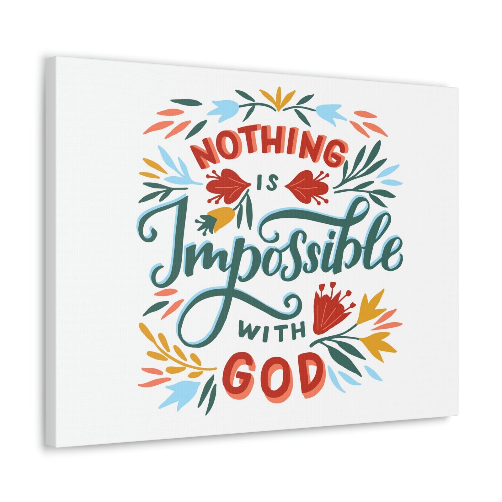 Scripture Walls With God Luke 1:37 Colorful Leaves Christian Wall Art Bible Verse Print Ready to Hang Unframed-Express Your Love Gifts