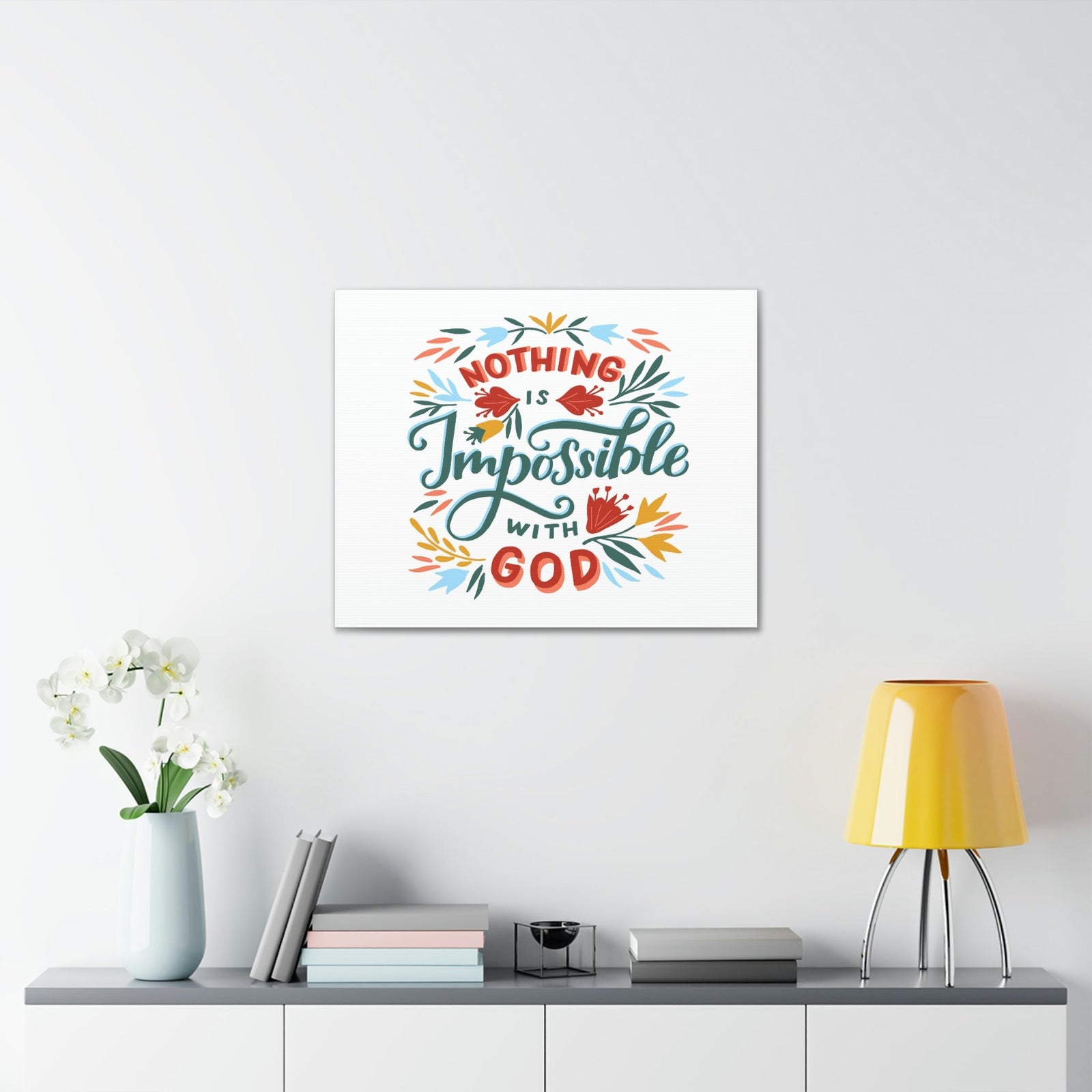Scripture Walls With God Luke 1:37 Colorful Leaves Christian Wall Art Bible Verse Print Ready to Hang Unframed-Express Your Love Gifts