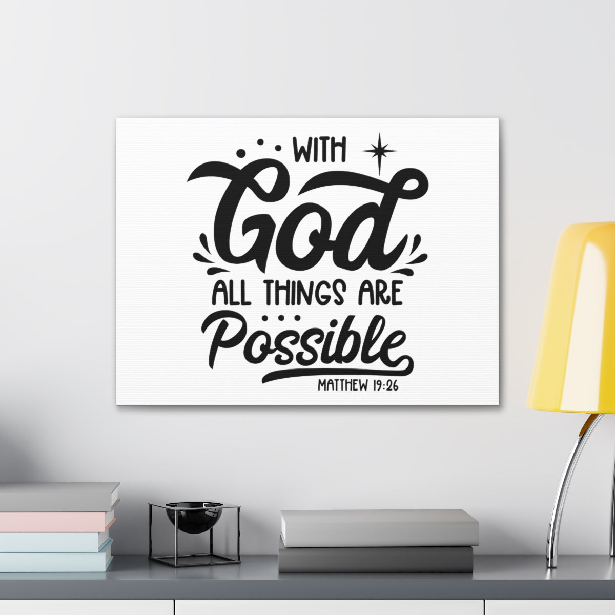 Scripture Walls With God Matthew 19:26 Bible Verse Canvas Christian Wall Art Ready to Hang Unframed-Express Your Love Gifts