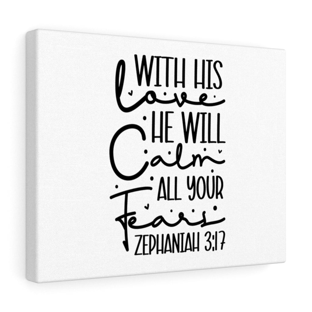 Scripture Walls With His Love Zephaniah 3:17 Bible Verse Canvas Christian Wall Art Ready to Hang Unframed-Express Your Love Gifts