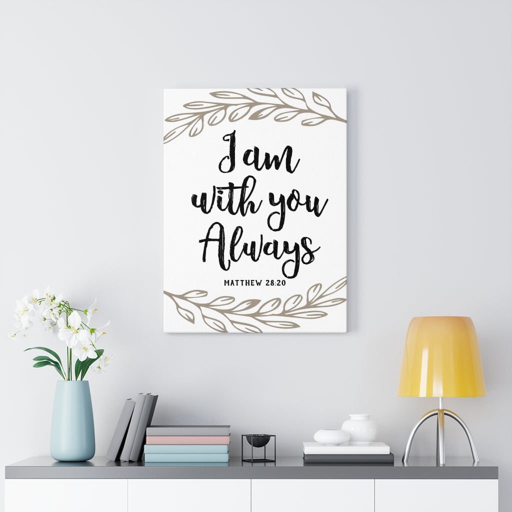 Scripture Walls With You Always Brown Branch Matthew 28:20 Bible Verse Canvas Christian Wall Art Ready to Hang Unframed-Express Your Love Gifts