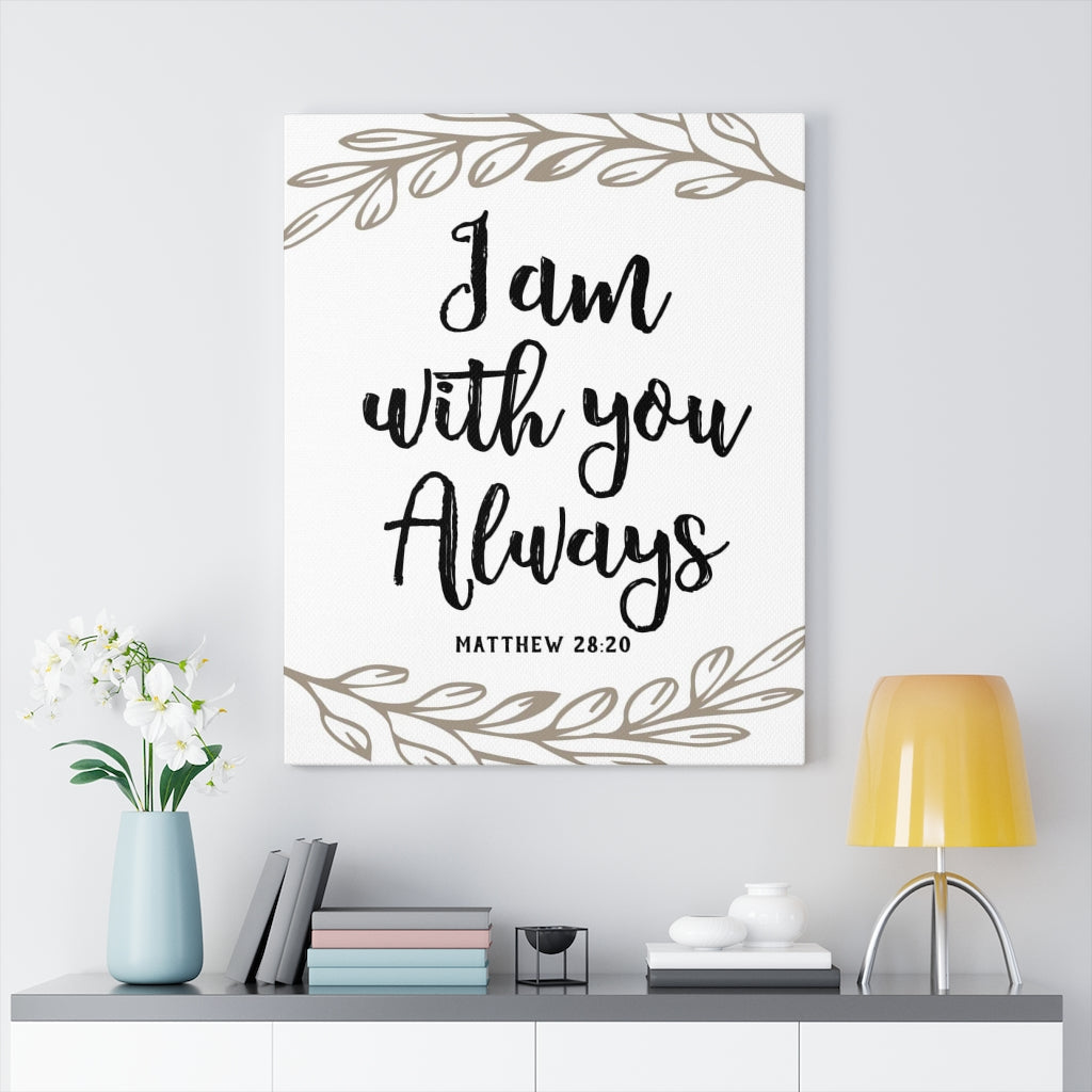 Scripture Walls With You Always Brown Branch Matthew 28:20 Bible Verse Canvas Christian Wall Art Ready to Hang Unframed-Express Your Love Gifts