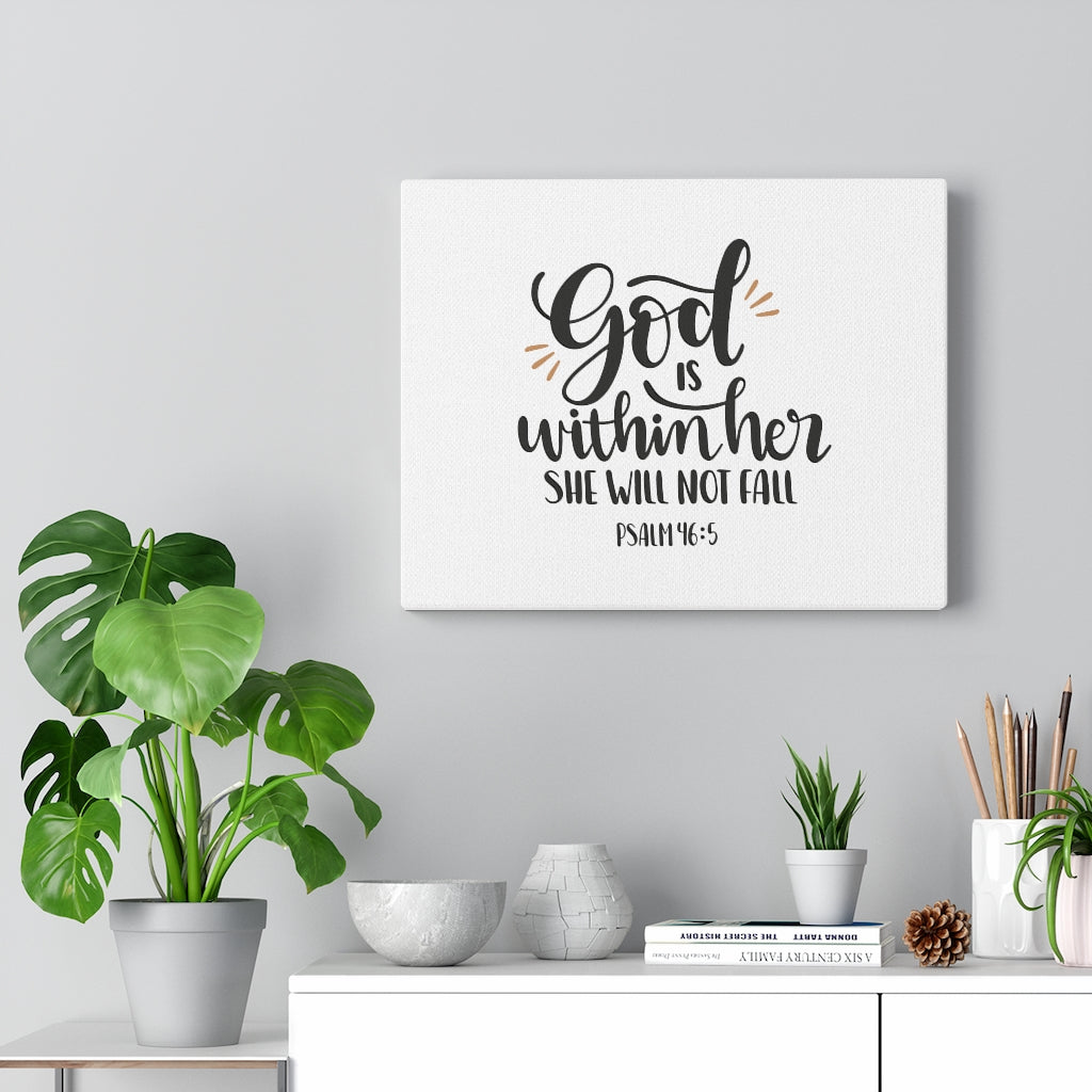 Scripture Walls Within Her Psalm 46:5 Bible Verse Canvas Christian Wall Art Ready to Hang Unframed-Express Your Love Gifts
