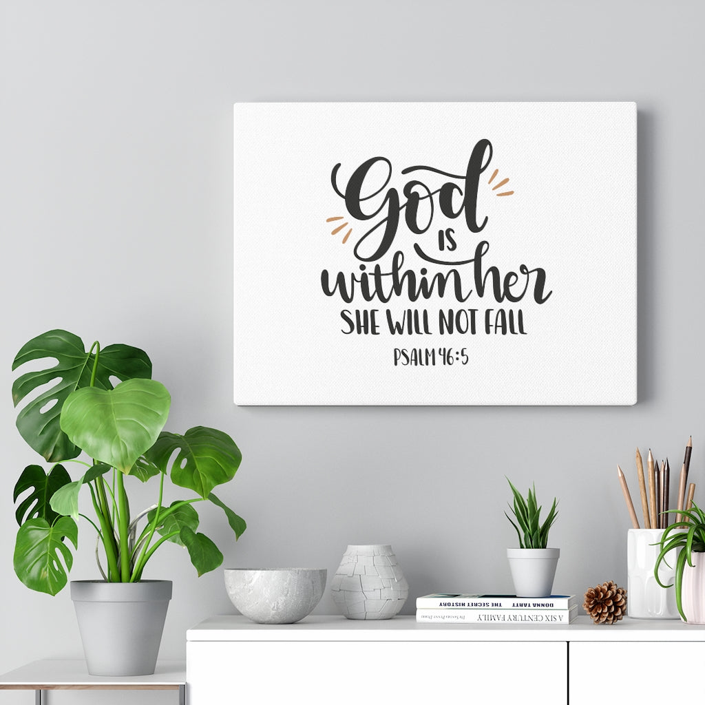 Scripture Walls Within Her Psalm 46:5 Bible Verse Canvas Christian Wall Art Ready to Hang Unframed-Express Your Love Gifts