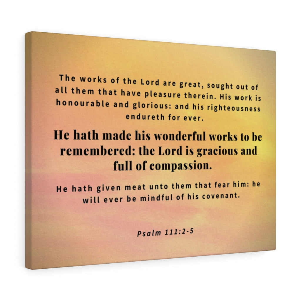 Scripture Walls Wonderful Works Psalm 111:2-5 Bible Verse Canvas Christian Wall Art Ready to Hang Unframed-Express Your Love Gifts