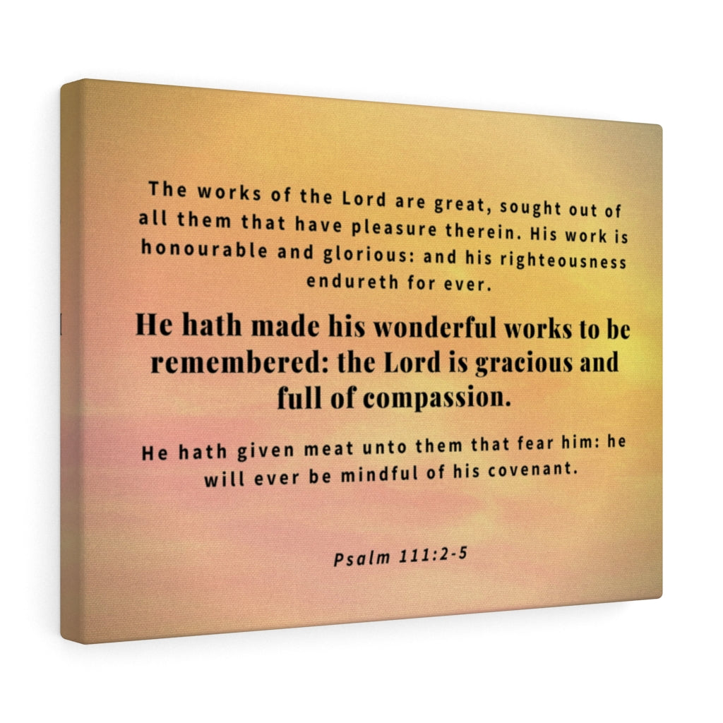 Scripture Walls Wonderful Works Psalm 111:2-5 Bible Verse Canvas Christian Wall Art Ready to Hang Unframed-Express Your Love Gifts