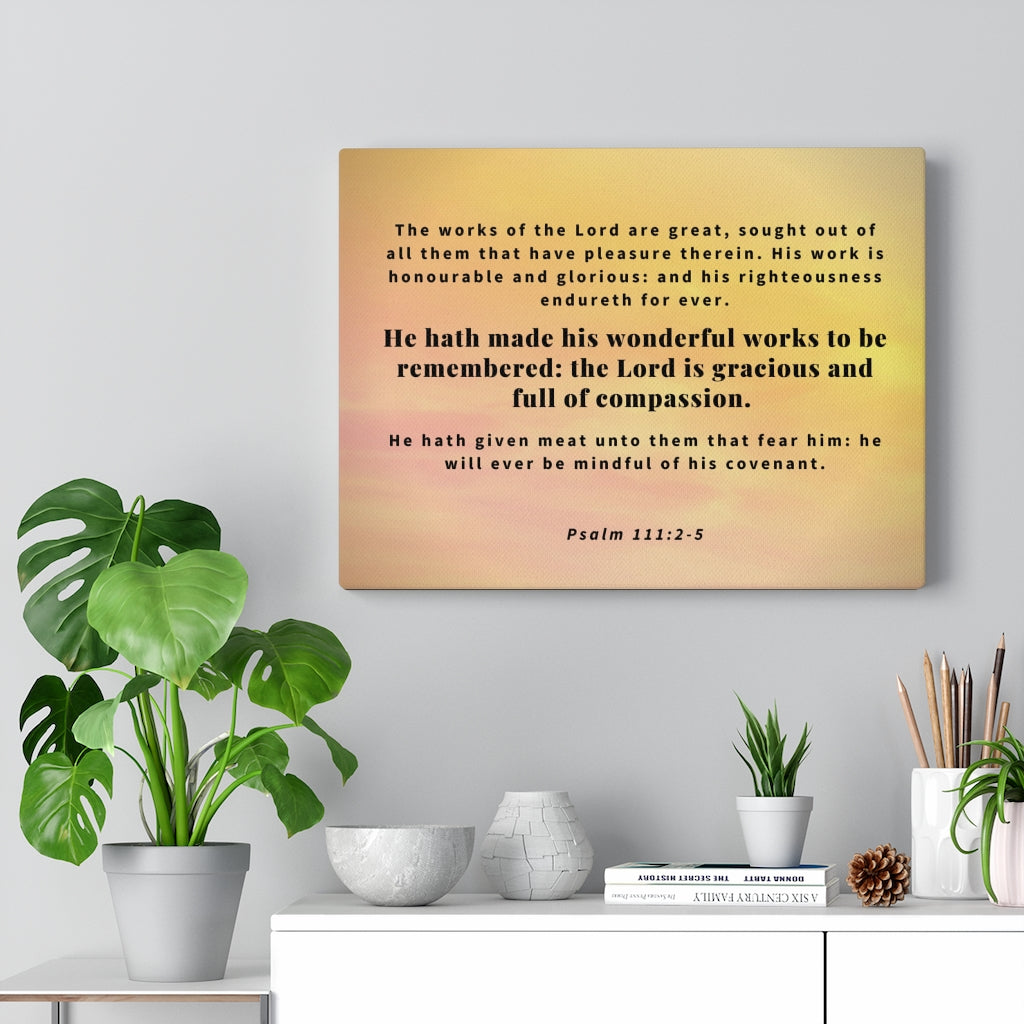 Scripture Walls Wonderful Works Psalm 111:2-5 Bible Verse Canvas Christian Wall Art Ready to Hang Unframed-Express Your Love Gifts