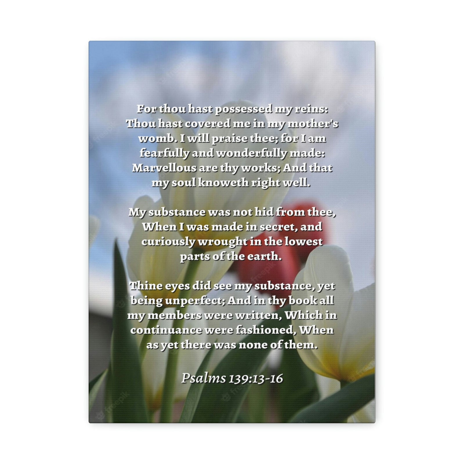 Scripture Walls Wonderfully Made Psalm 139:14 Flower Bible Verse Canvas Christian Wall Art Ready to Hang Unframed-Express Your Love Gifts