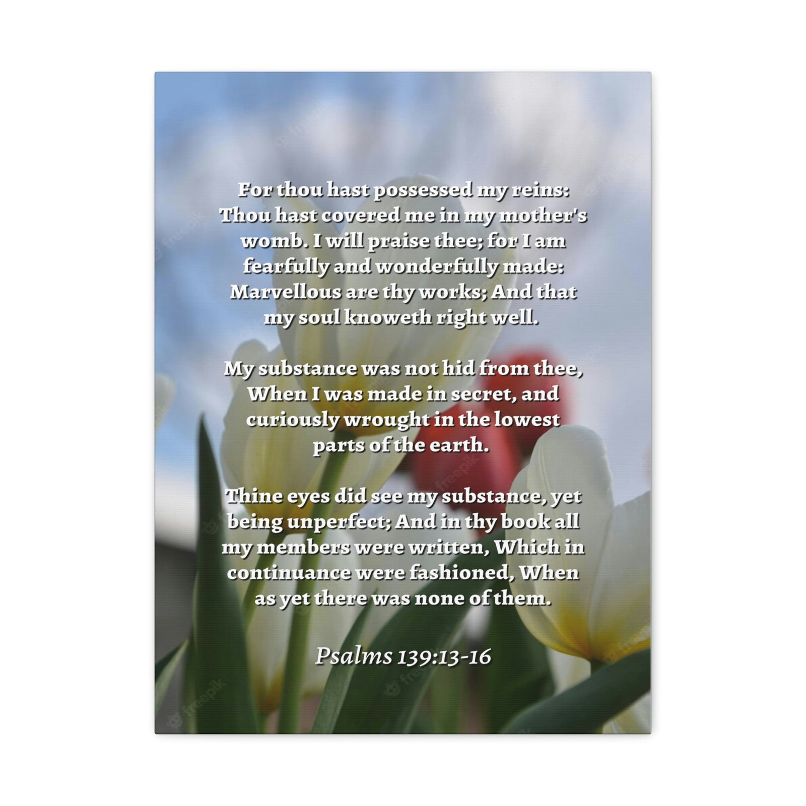 Scripture Walls Wonderfully Made Psalm 139:14 Flower Bible Verse Canvas Christian Wall Art Ready to Hang Unframed-Express Your Love Gifts