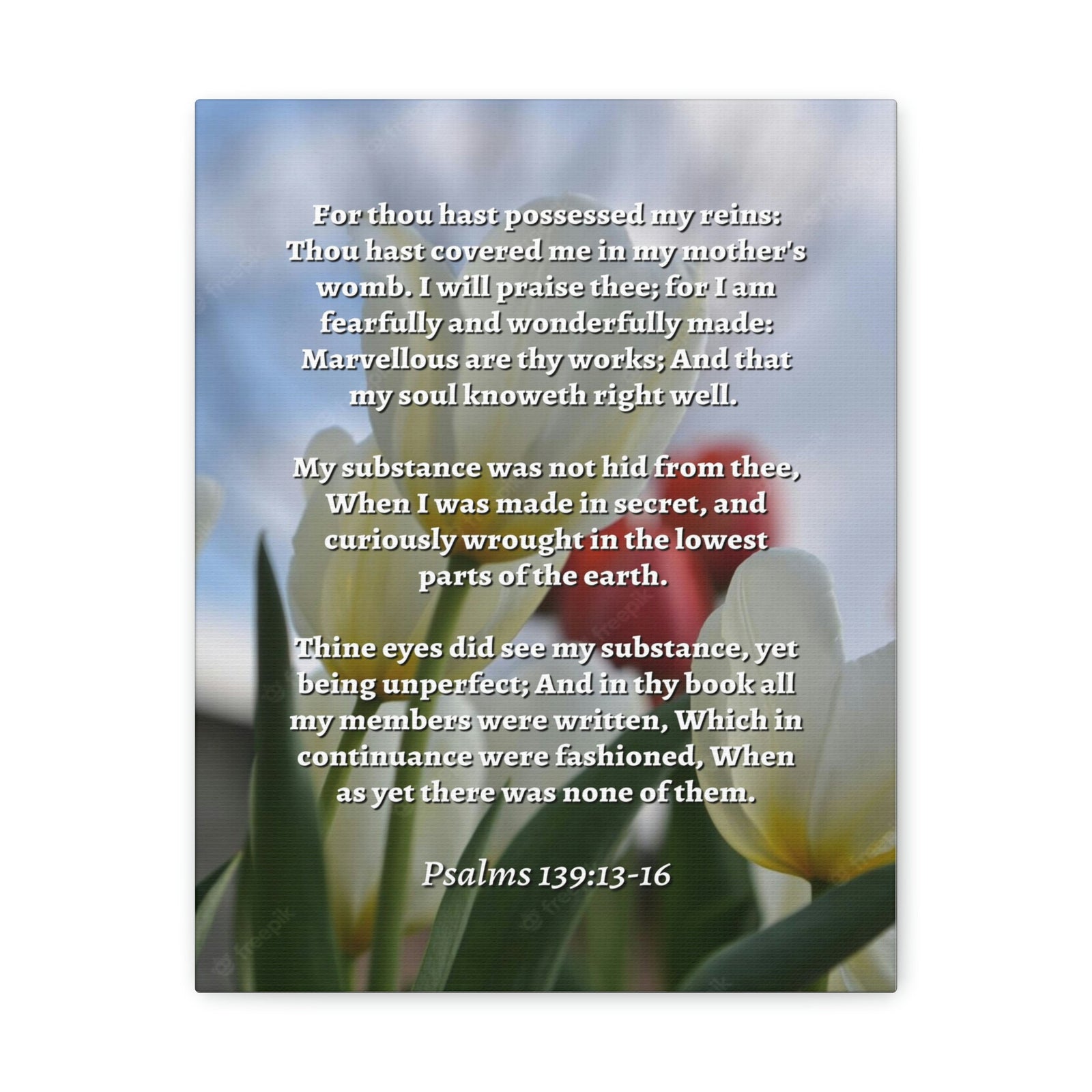 Scripture Walls Wonderfully Made Psalm 139:14 Flower Bible Verse Canvas Christian Wall Art Ready to Hang Unframed-Express Your Love Gifts