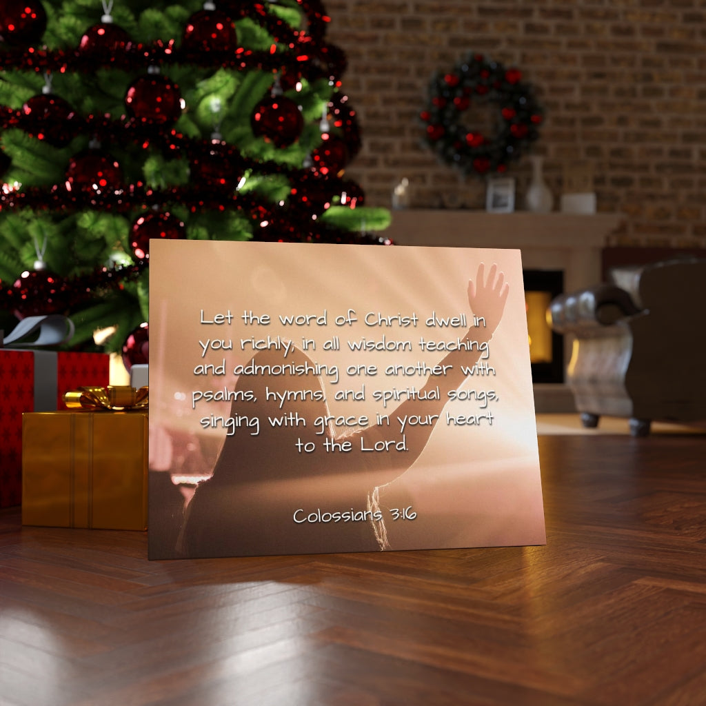 Scripture Walls Word Of Christ Colossians 3:16 Bible Verse Canvas Christian Wall Art Ready to Hang Unframed-Express Your Love Gifts