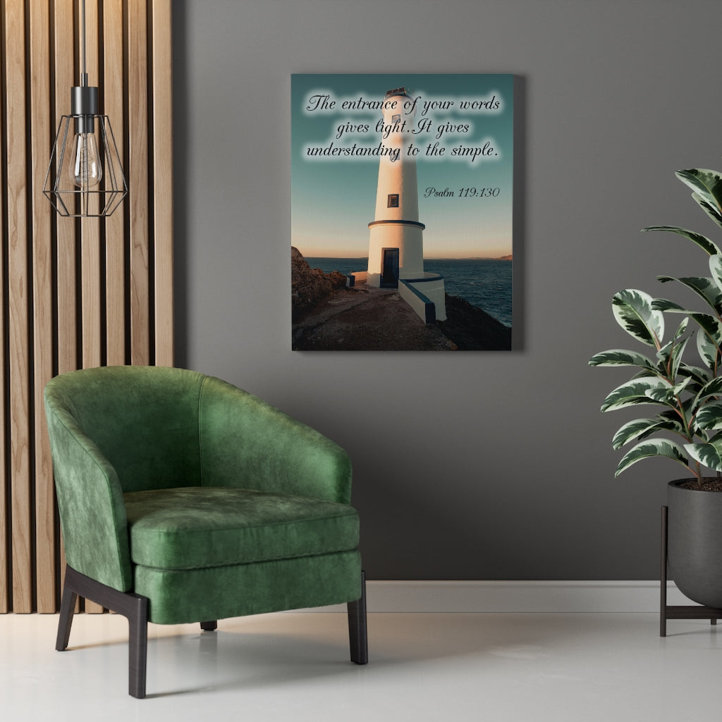 Scripture Walls Words Gives Light Psalm 119:130 Bible Verse Canvas Christian Wall Art Ready to Hang Unframed-Express Your Love Gifts