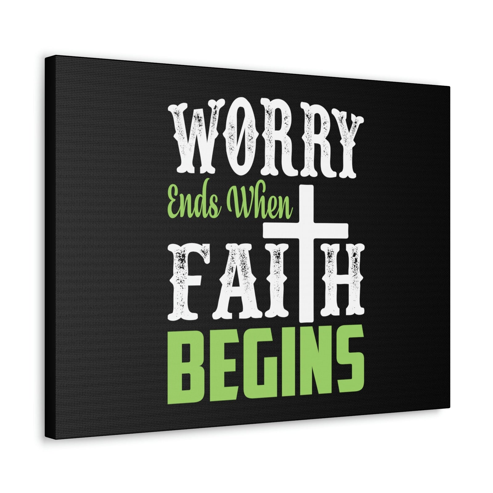 Scripture Walls Worry Ends When Faith Begins 1 Peter 5:7 Green Christian Wall Art Bible Verse Print Ready to Hang Unframed-Express Your Love Gifts
