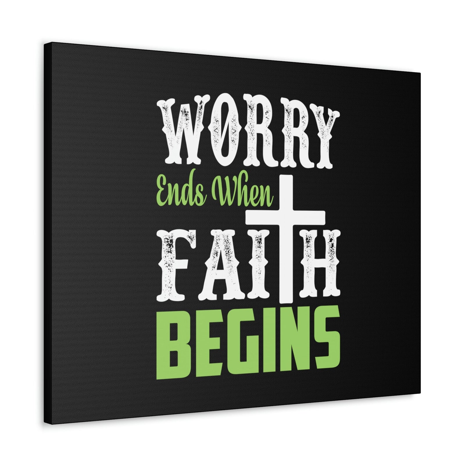 Scripture Walls Worry Ends When Faith Begins 1 Peter 5:7 Green Christian Wall Art Bible Verse Print Ready to Hang Unframed-Express Your Love Gifts