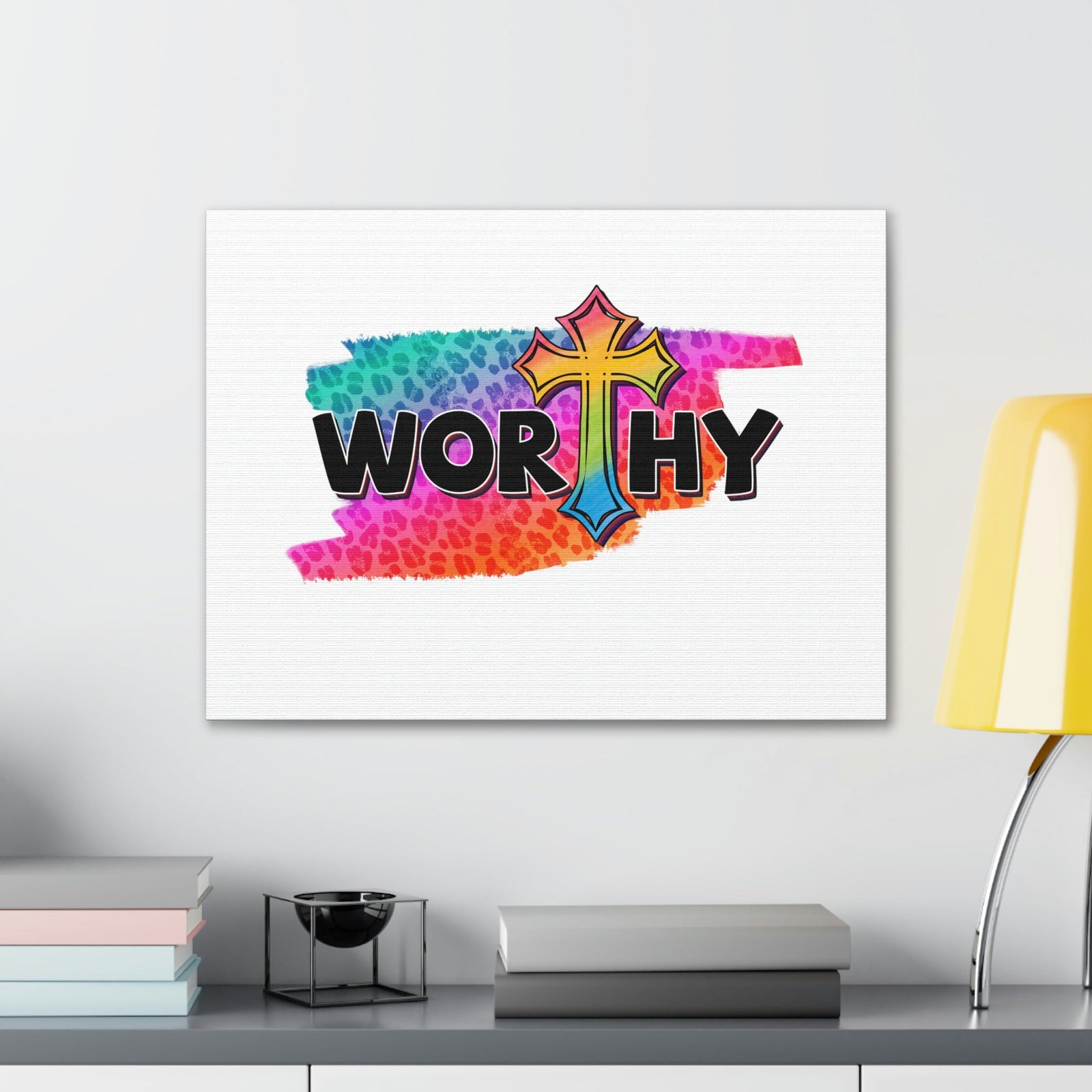 Scripture Walls Worthy Ephesians 4:1 Rainbow Cross Christian Wall Art Bible Verse Print Ready to Hang Unframed-Express Your Love Gifts
