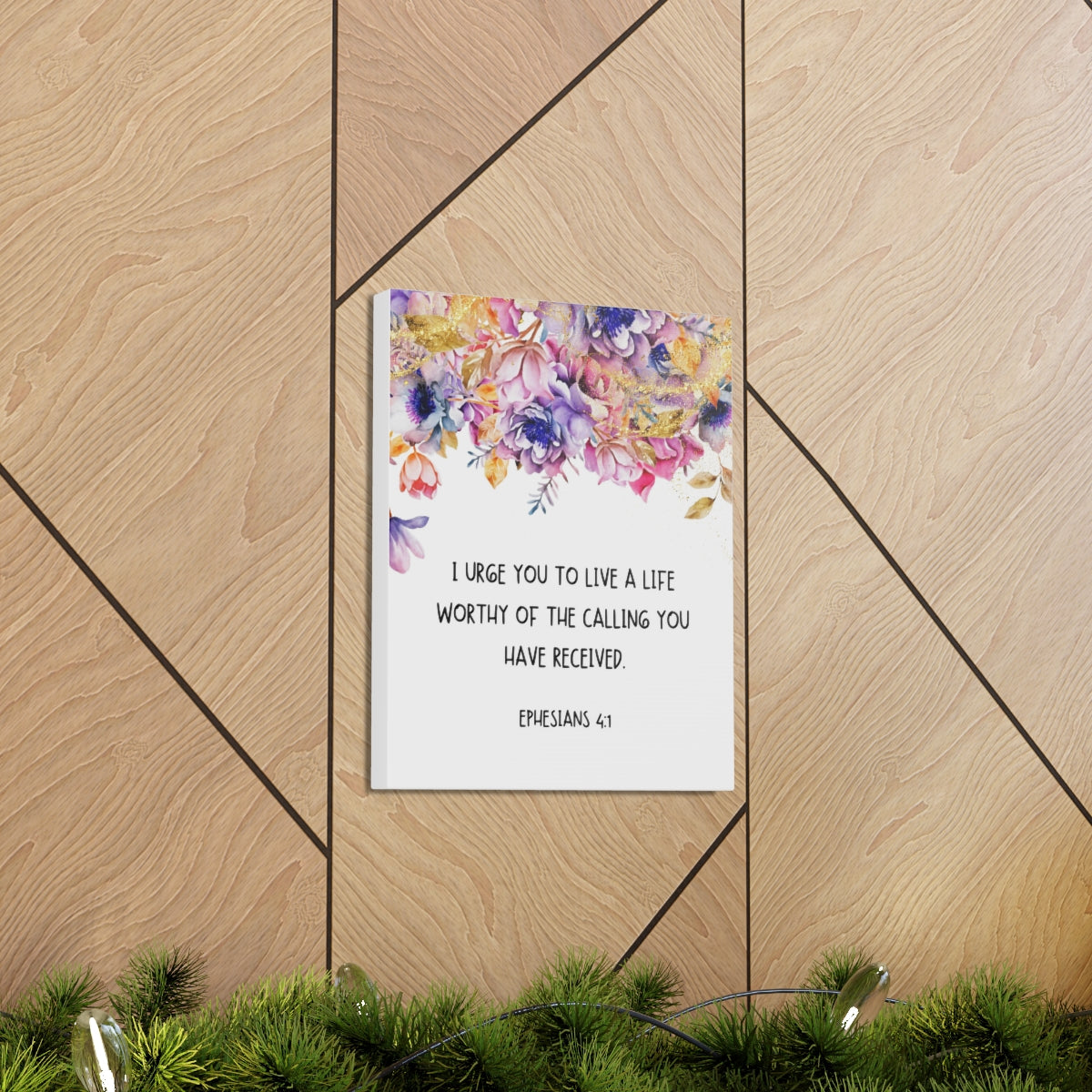 Scripture Walls Worthy Of The Calling Ephesians 4:1 Floral Bible Verse Canvas Christian Wall Art Ready to Hang Unframed-Express Your Love Gifts