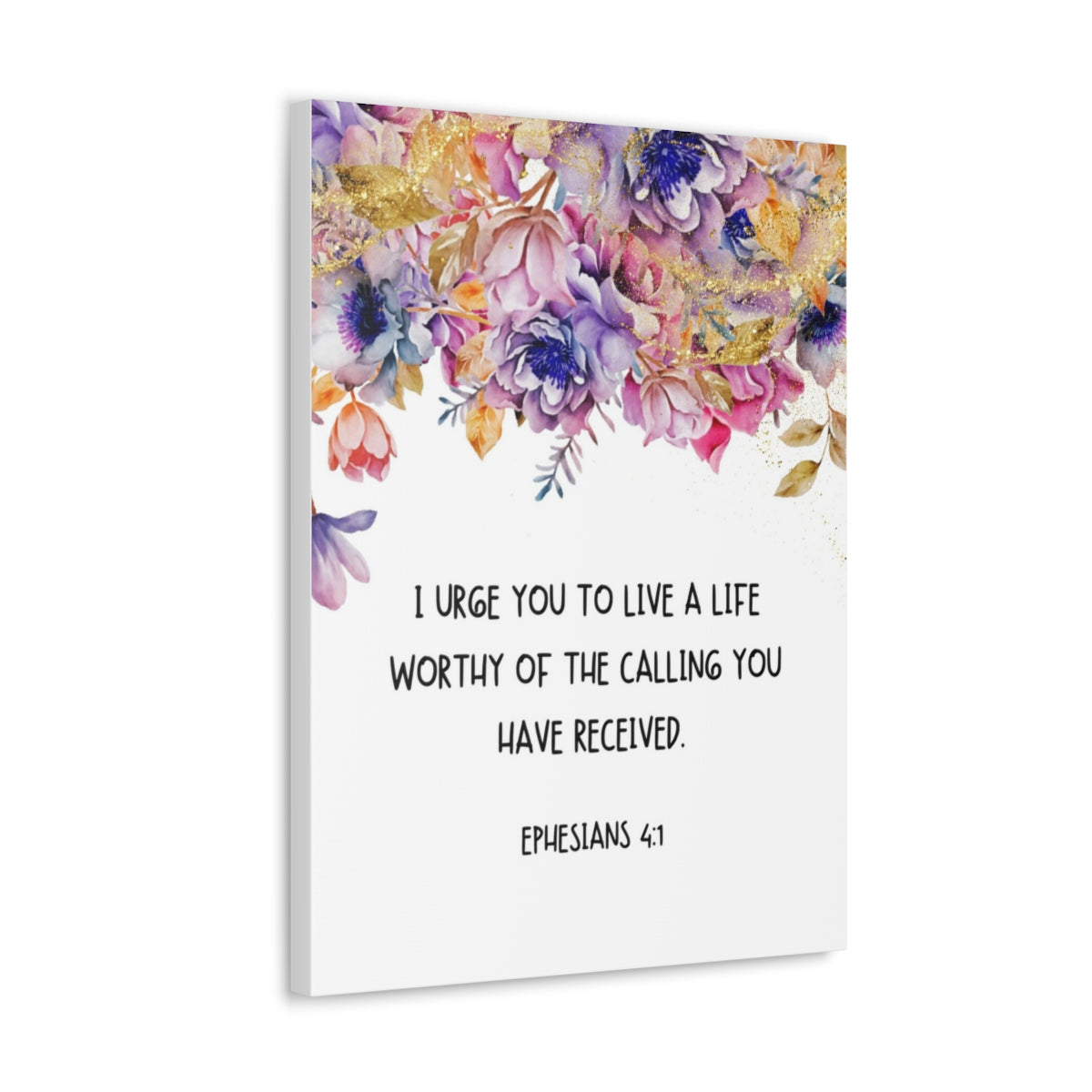 Scripture Walls Worthy Of The Calling Ephesians 4:1 Floral Bible Verse Canvas Christian Wall Art Ready to Hang Unframed-Express Your Love Gifts