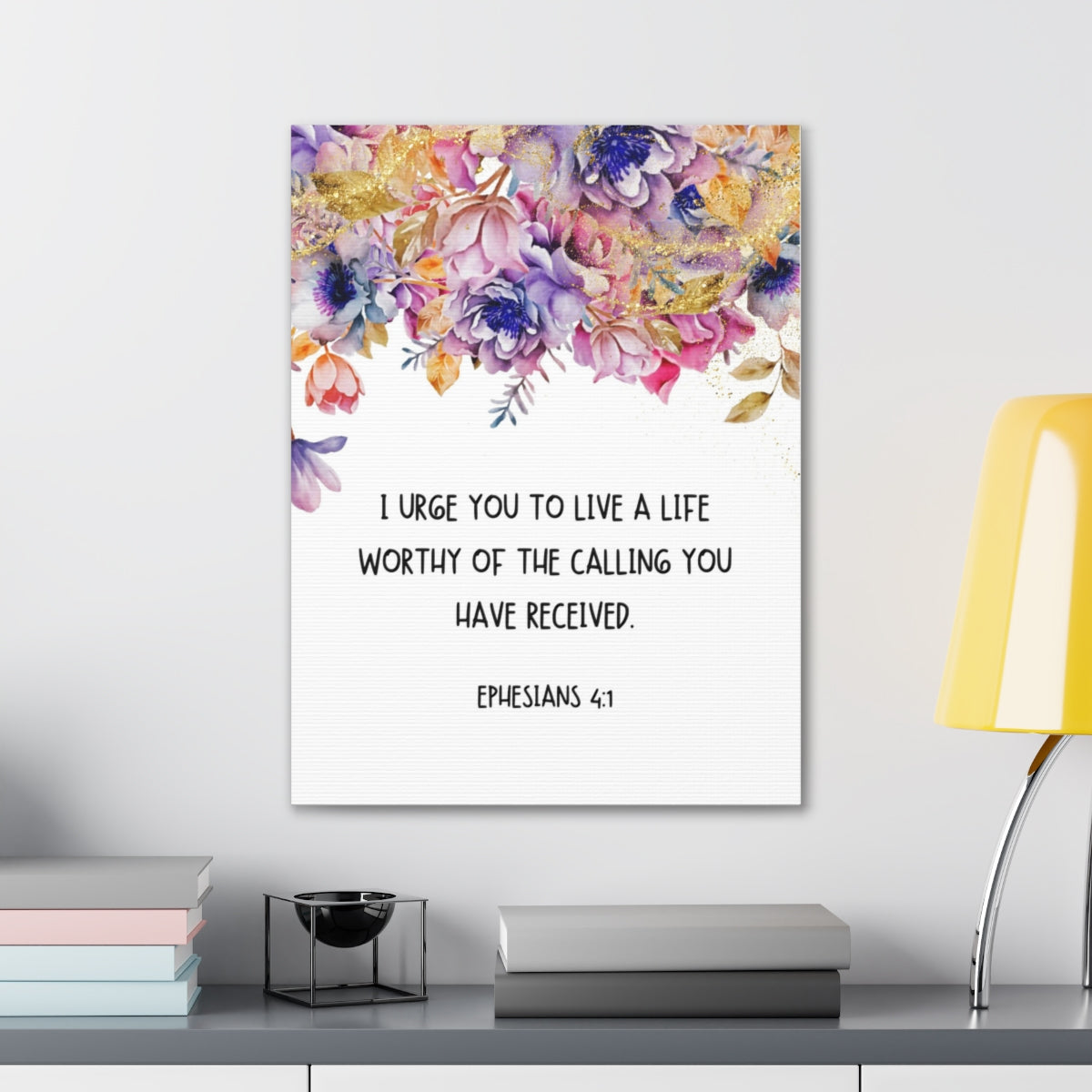 Scripture Walls Worthy Of The Calling Ephesians 4:1 Floral Bible Verse Canvas Christian Wall Art Ready to Hang Unframed-Express Your Love Gifts