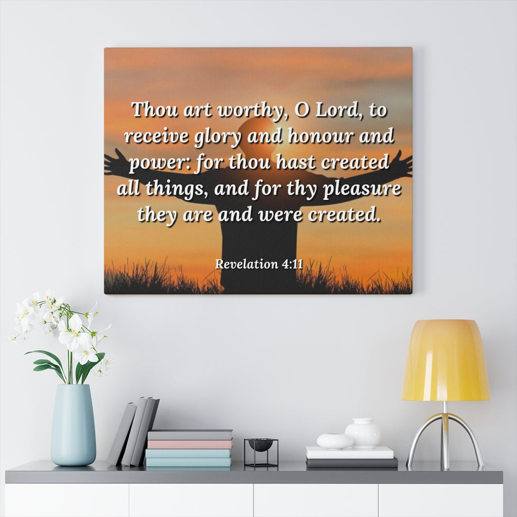 Scripture Walls Worthy Revelation 4:11 Bible Verse Canvas Christian Wall Art Ready to Hang Unframed-Express Your Love Gifts