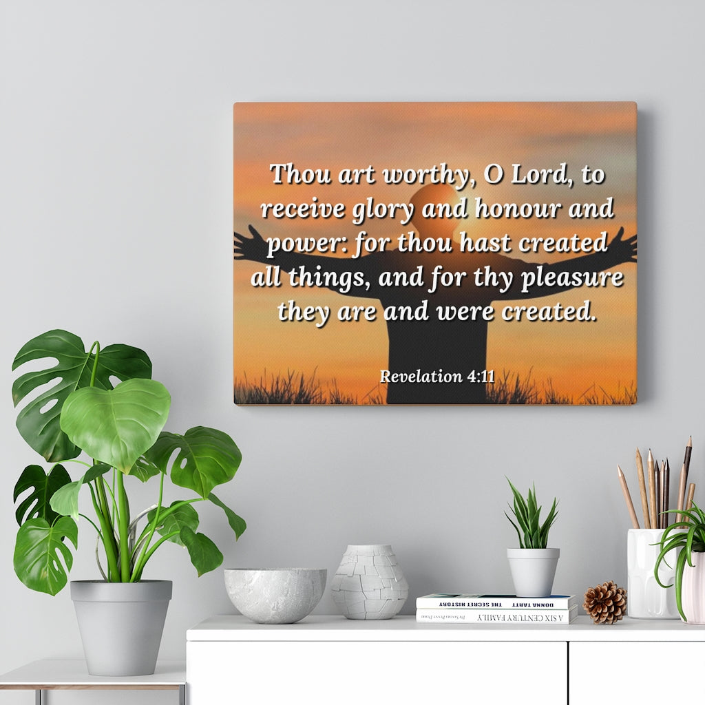 Scripture Walls Worthy Revelation 4:11 Bible Verse Canvas Christian Wall Art Ready to Hang Unframed-Express Your Love Gifts