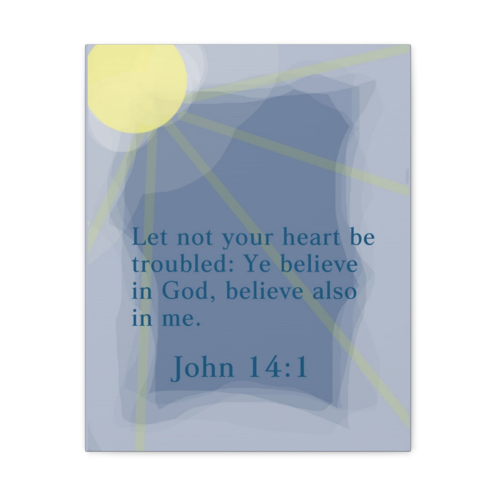 Scripture Walls Ye Believe In God John 14:1 Bible Verse Canvas Christian Wall Art Ready to Hang Unframed-Express Your Love Gifts