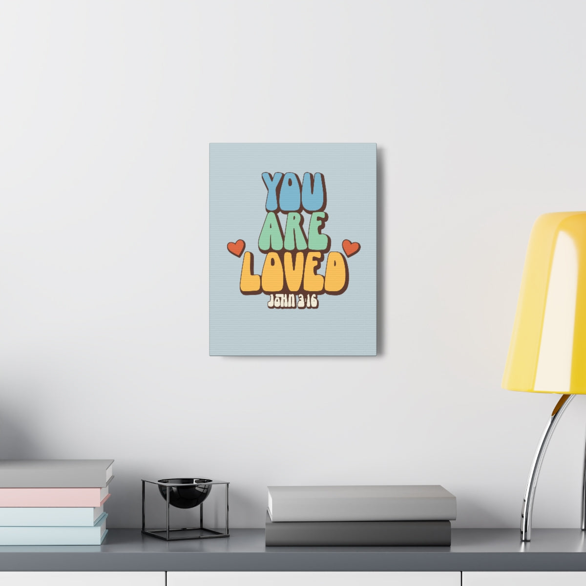 Scripture Walls You Are Loved John 3:16 Light Blue Bible Verse Canvas Christian Wall Art Ready to Hang Unframed-Express Your Love Gifts