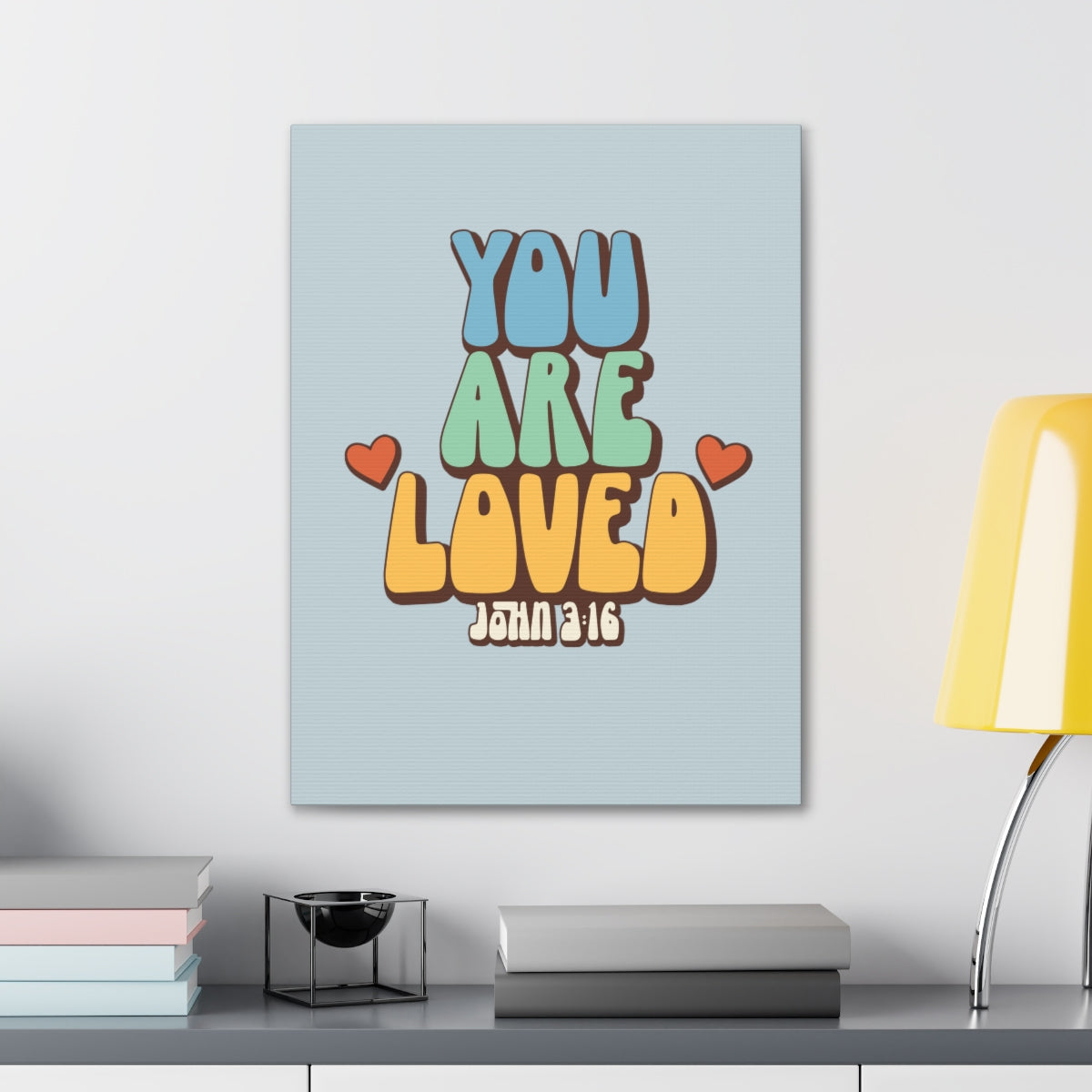 Scripture Walls You Are Loved John 3:16 Light Blue Bible Verse Canvas Christian Wall Art Ready to Hang Unframed-Express Your Love Gifts