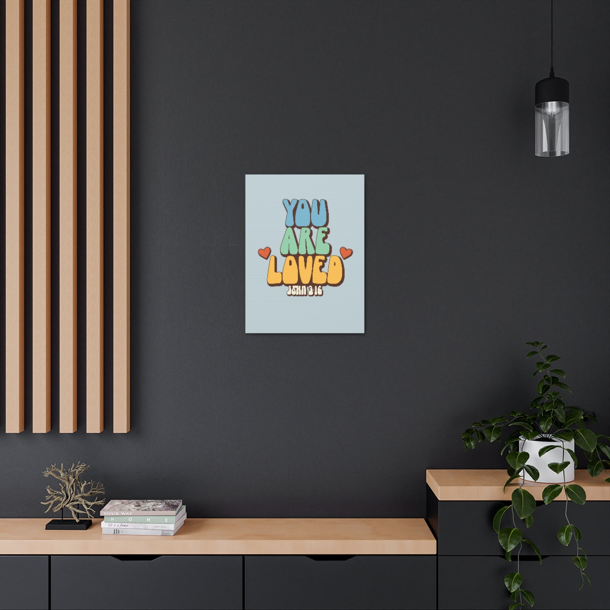 Scripture Walls You Are Loved John 3:16 Light Blue Bible Verse Canvas Christian Wall Art Ready to Hang Unframed-Express Your Love Gifts