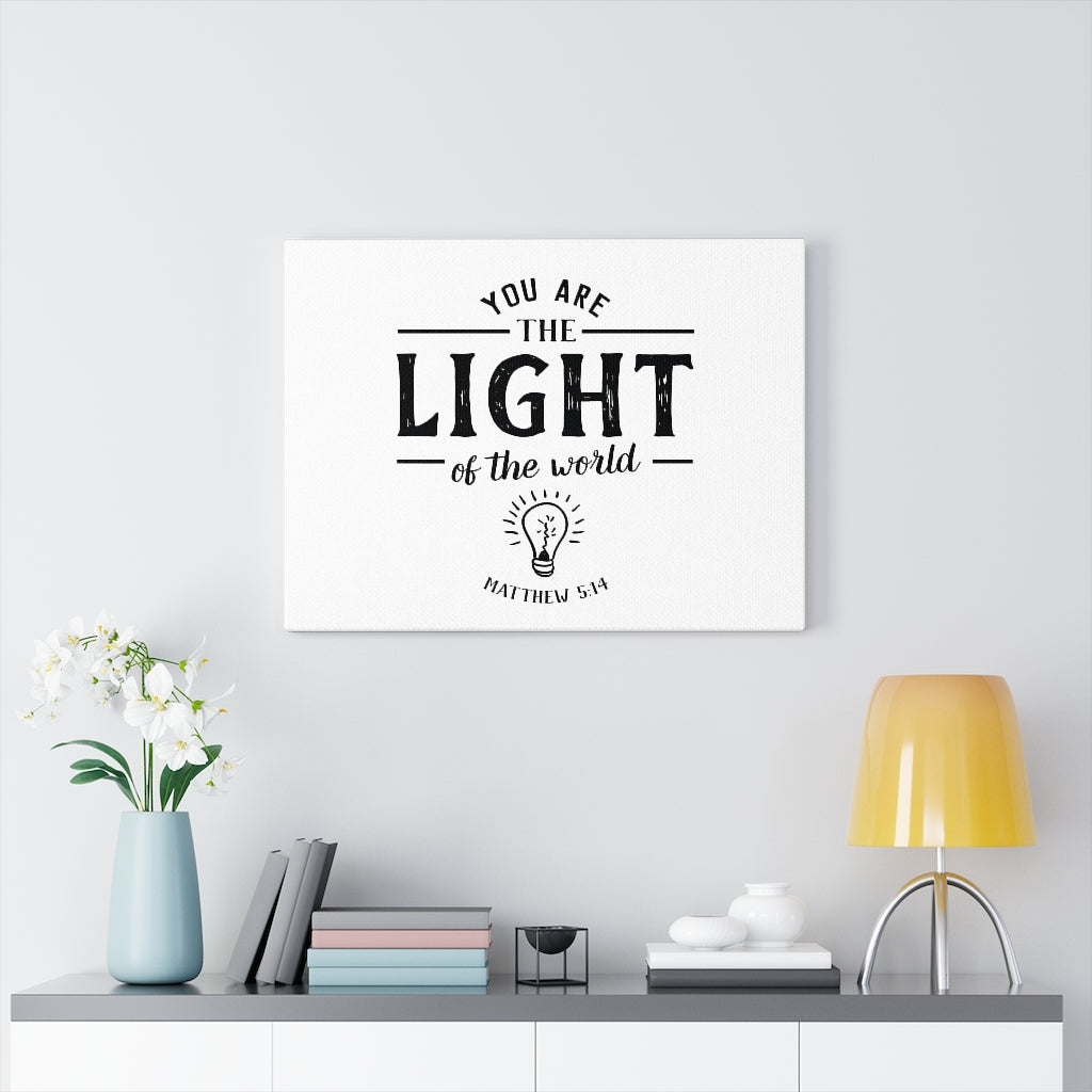 Scripture Walls You Are The Light Matthew 5:14 White Bible Verse Canvas Christian Wall Art Ready to Hang Unframed-Express Your Love Gifts