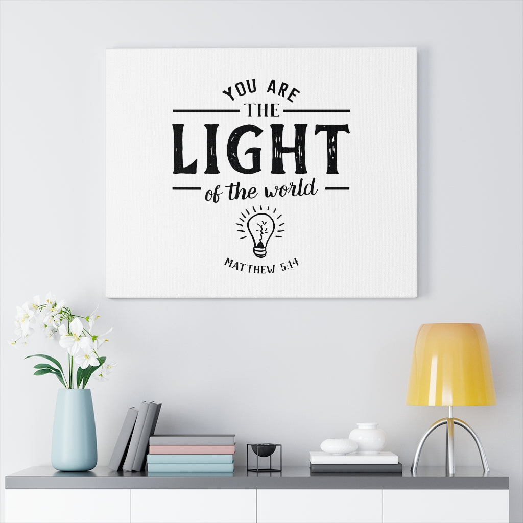 Scripture Walls You Are The Light Matthew 5:14 White Bible Verse Canvas Christian Wall Art Ready to Hang Unframed-Express Your Love Gifts