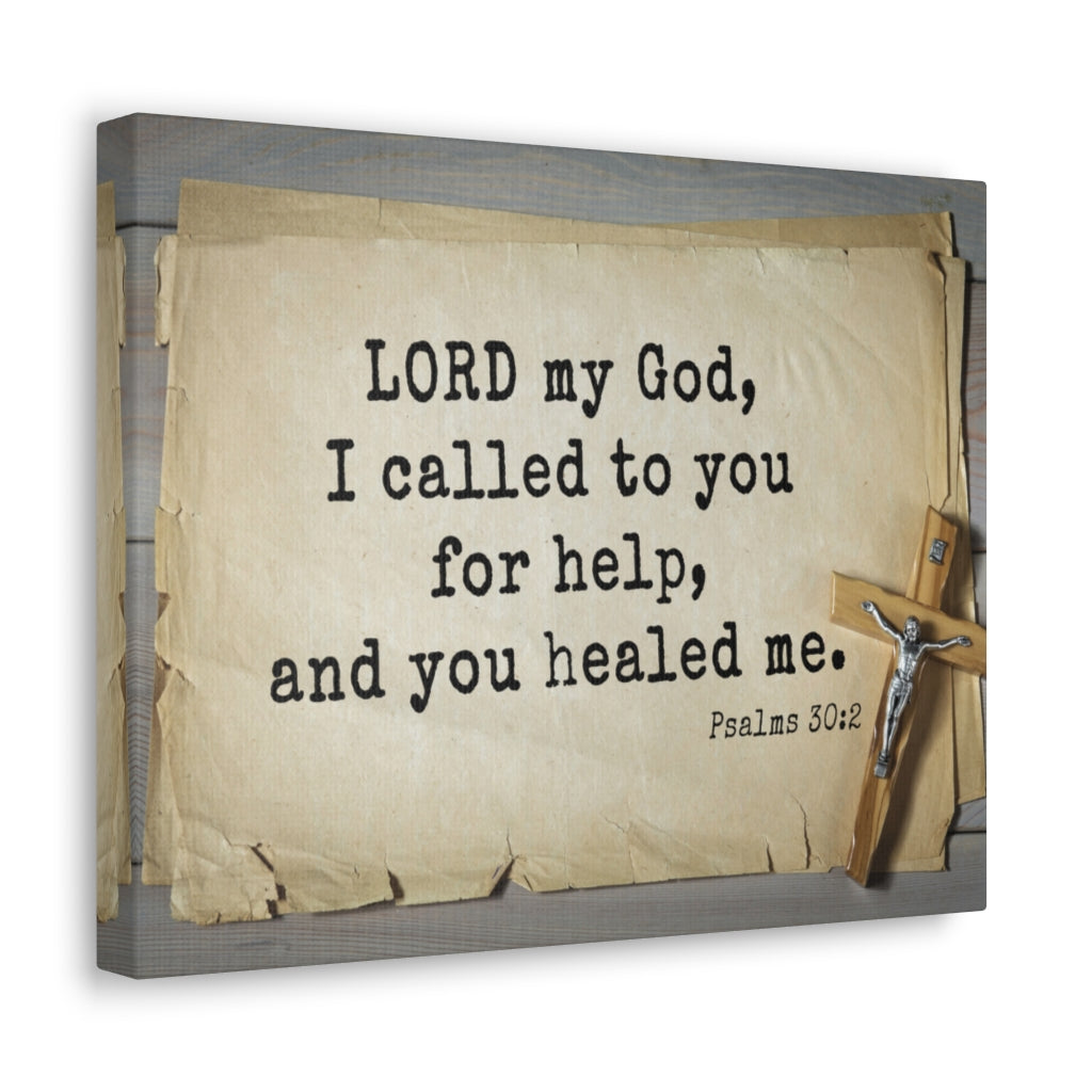 Scripture Walls You Healed Me Psalms 30:2 Bible Verse Canvas Christian Wall Art Ready to Hang Unframed-Express Your Love Gifts