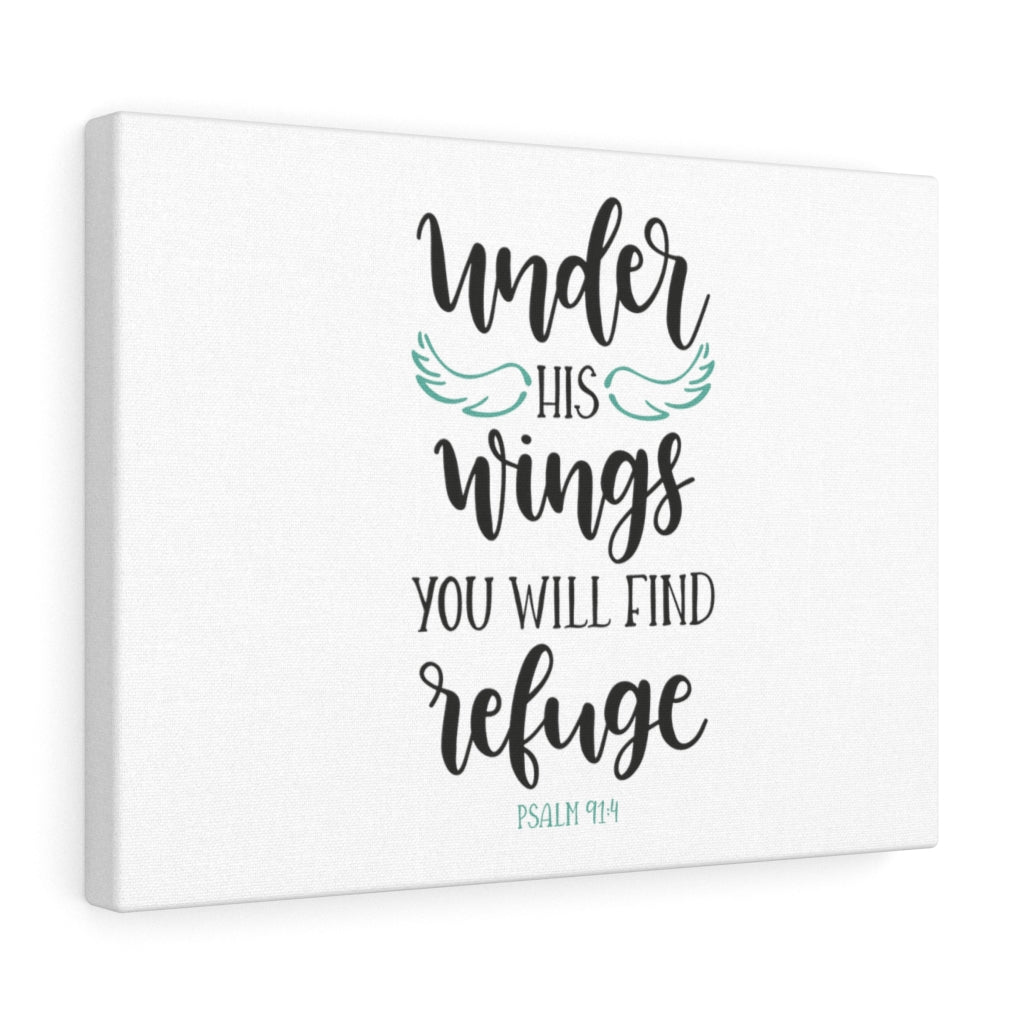 Scripture Walls You Will Find Refuge Psalm 91:4 Bible Verse Canvas Christian Wall Art Ready to Hang Unframed-Express Your Love Gifts