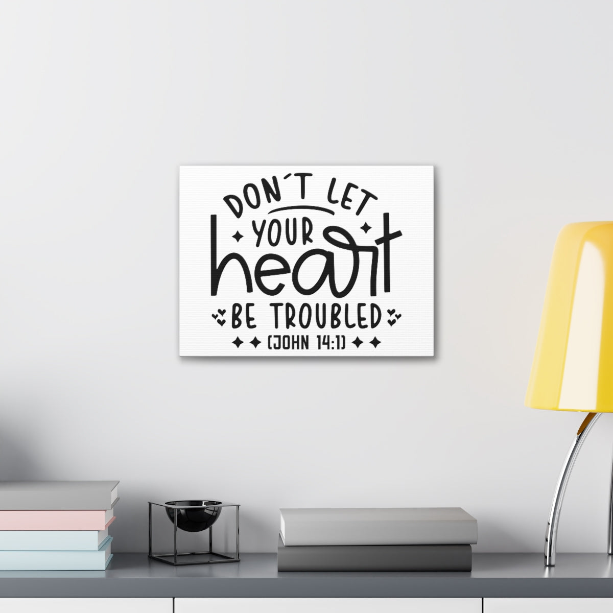 Scripture Walls Your Heart John 14:1 Star Heart Bible Verse Canvas Christian Wall Art Ready to Hang Unframed-Express Your Love Gifts