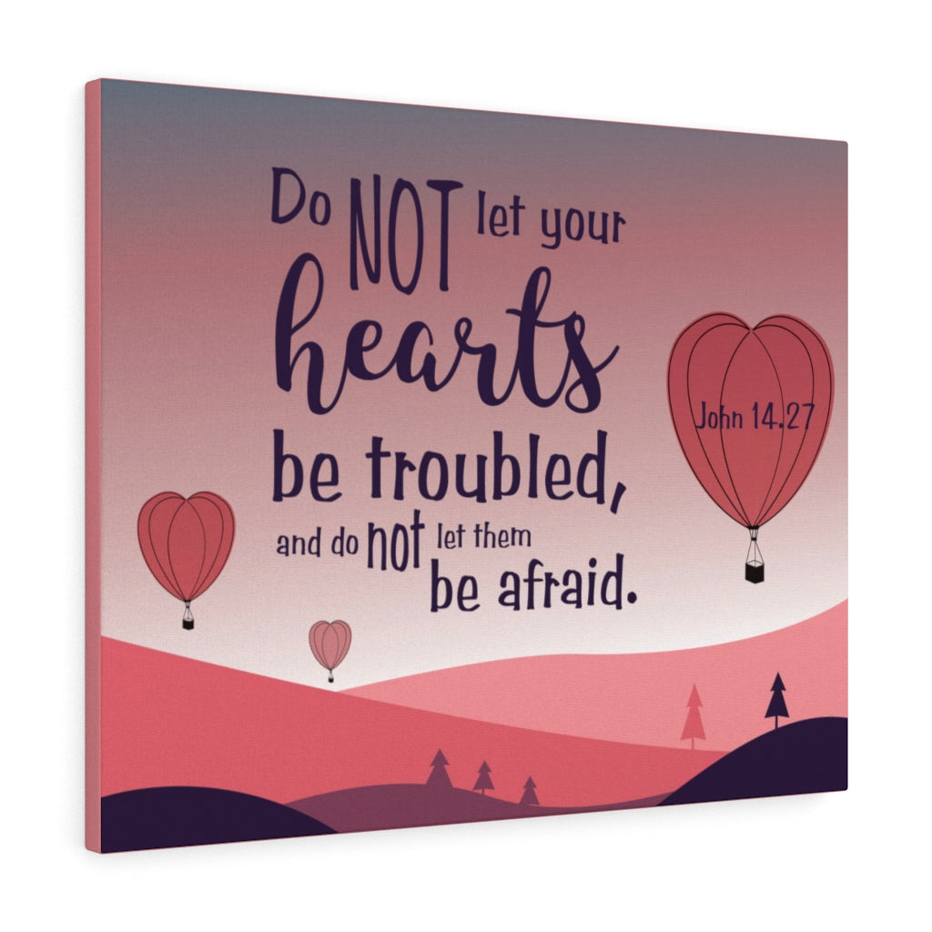 Scripture Walls Your Hearts Pink John 14:27 Bible Verse Canvas Christian Wall Art Ready to Hang Unframed-Express Your Love Gifts